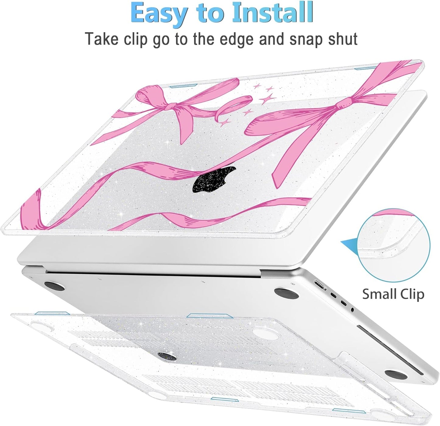 Mektron Case for MacBook Pro 16" M4 A3403 A3186 M3 A2991 M2 A2780 M1 A2485 (2021/2023/2024) Pro/Max with Touch ID, Hard Shell Plastic Laptop Cover Keyboard Cover Screen Protector, Pink Bows C246