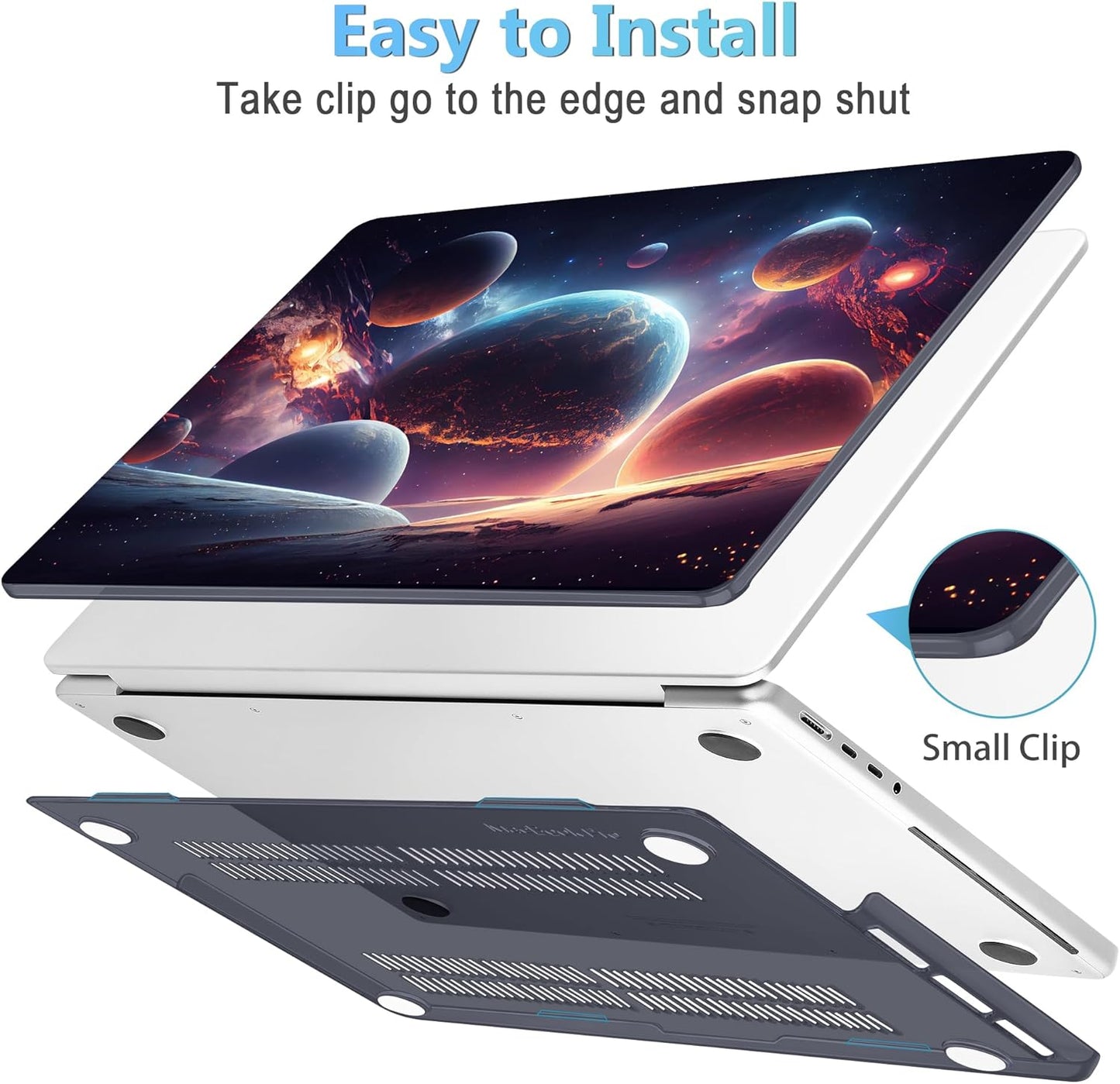 Mektron Case for MacBook Pro 16" M4 A3403 A3186 M3 A2991 M2 A2780 M1 A2485 (2021/2023/2024) Pro/Max with Touch ID, Hard Shell Plastic Laptop Cover Keyboard Cover Screen Protector, Planets