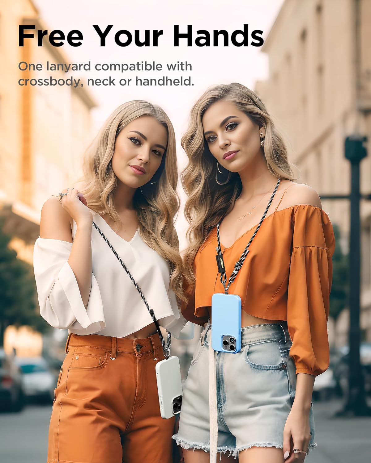 PISEN Phone Lanyard - Cell Phone Crossbody Lanyards with Adjustable Nylon Neck Strap with Lock Buckle & Phone Tether Patches