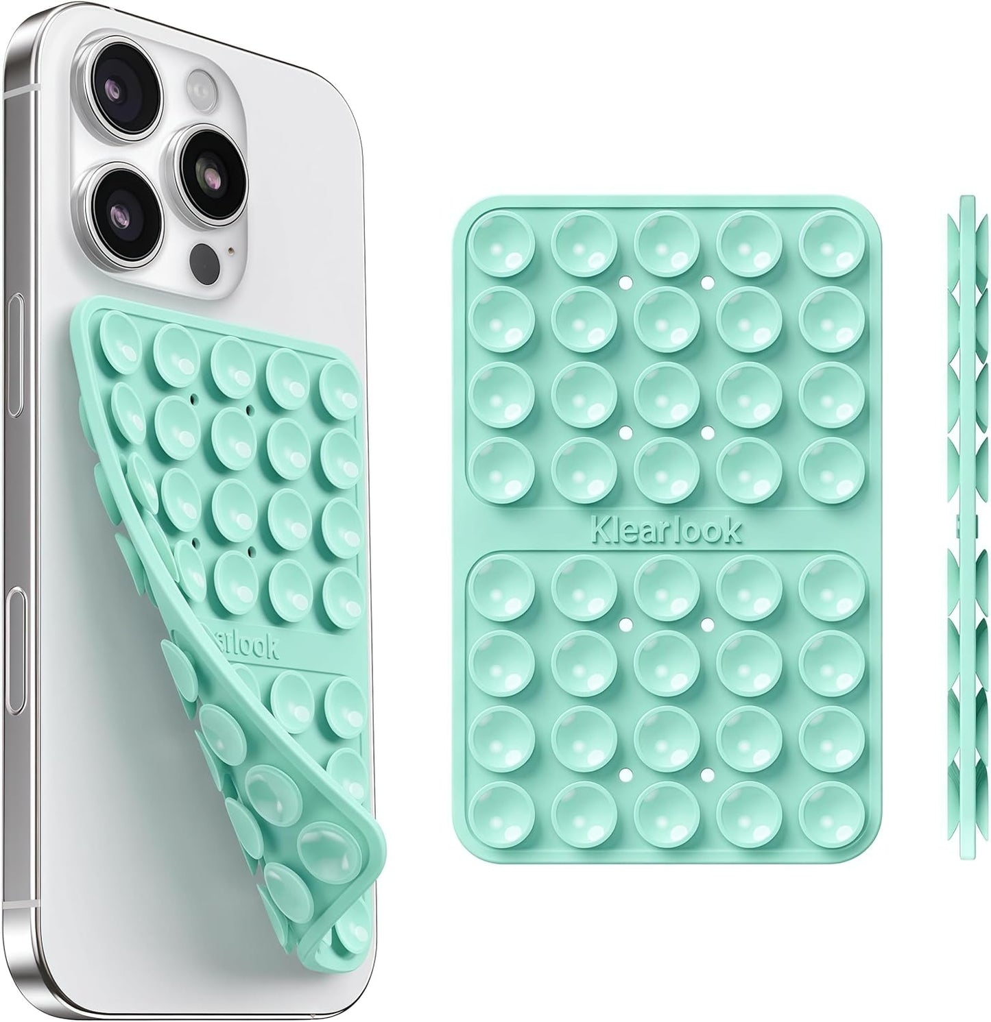 Klearlook Silicone Suction Cup Phone Case Mount Double Sided, Silicon Sticky Phone Grip with Higher Suction for Cell Phone, Hands-Free Phone Accessories Holder for Selfies and Videos, Light Green