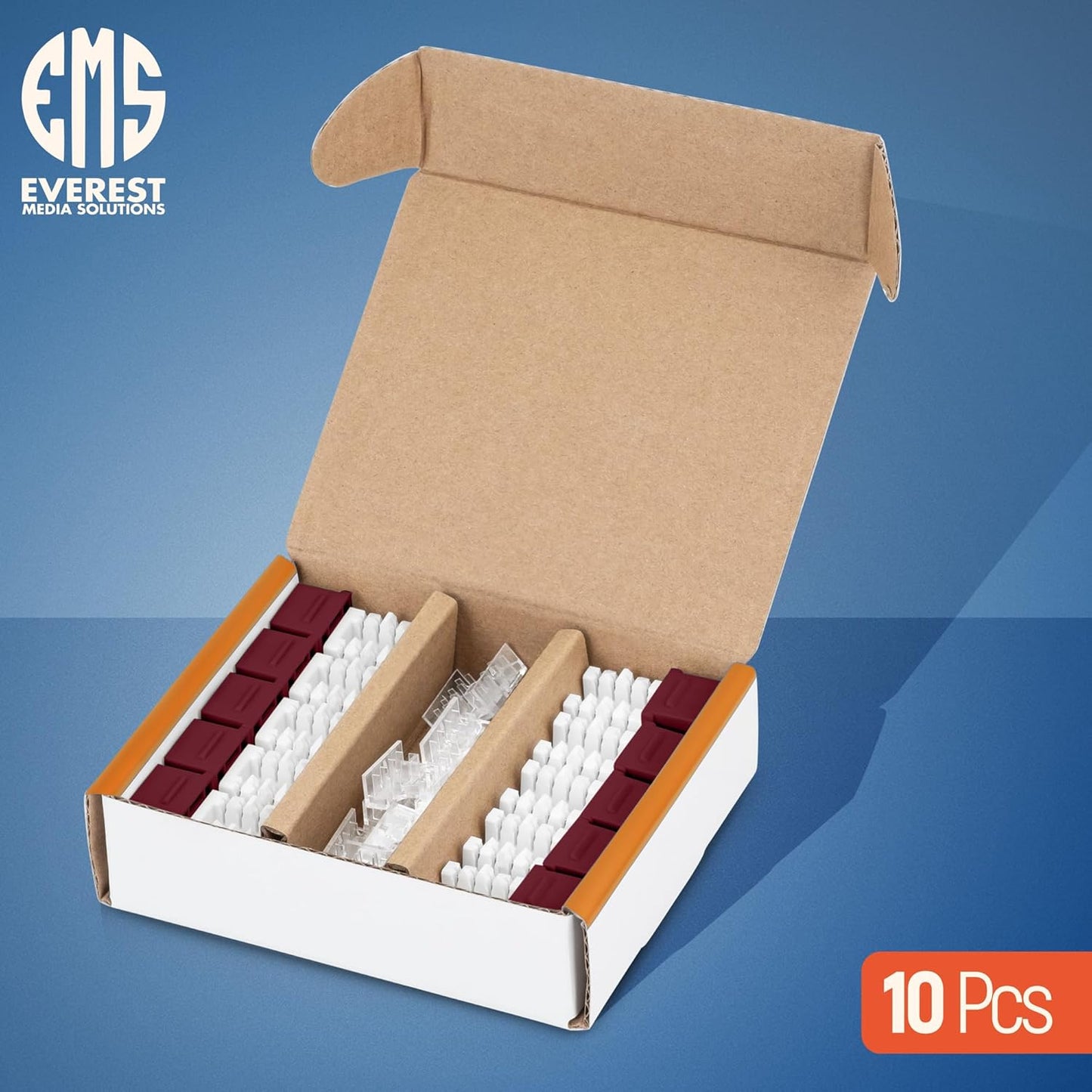 Everest 90° Angled RJ45 Cat6A Keystone Jacks 10-Pack in Red - Slim Profile Female RJ45 Connectors - Cat 6A Keystone Jack - Compatible with 90° Angled Speed Termination Tool - easyJACK (B094WB91H3)