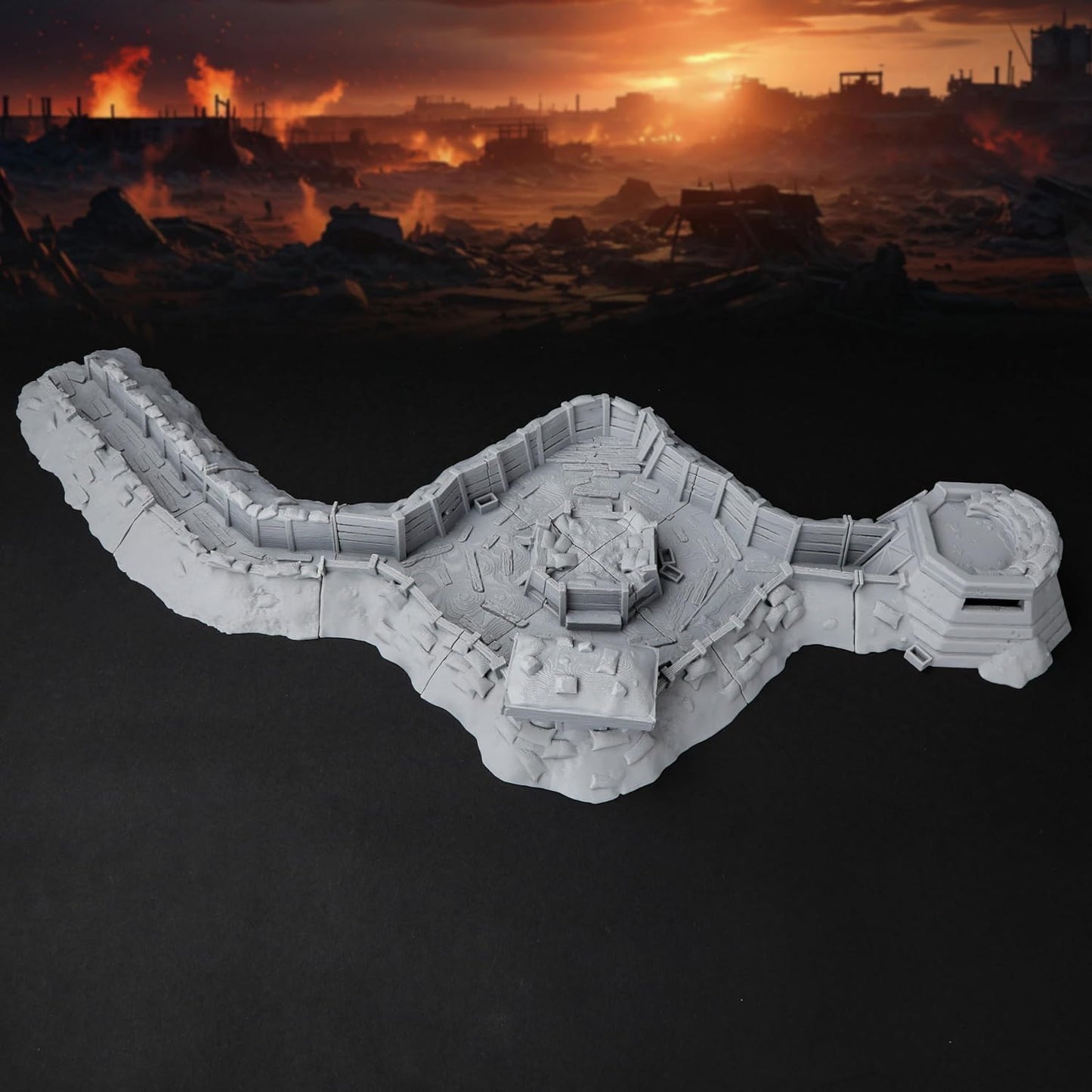 AUSPDICE RPG Terrain AF695 Trench Set – Modular Defensive Position for DND Map Layouts, Wargame Accessories, Dungeon Walls, and 28mm–32mm Miniature Tabletop RPG Games