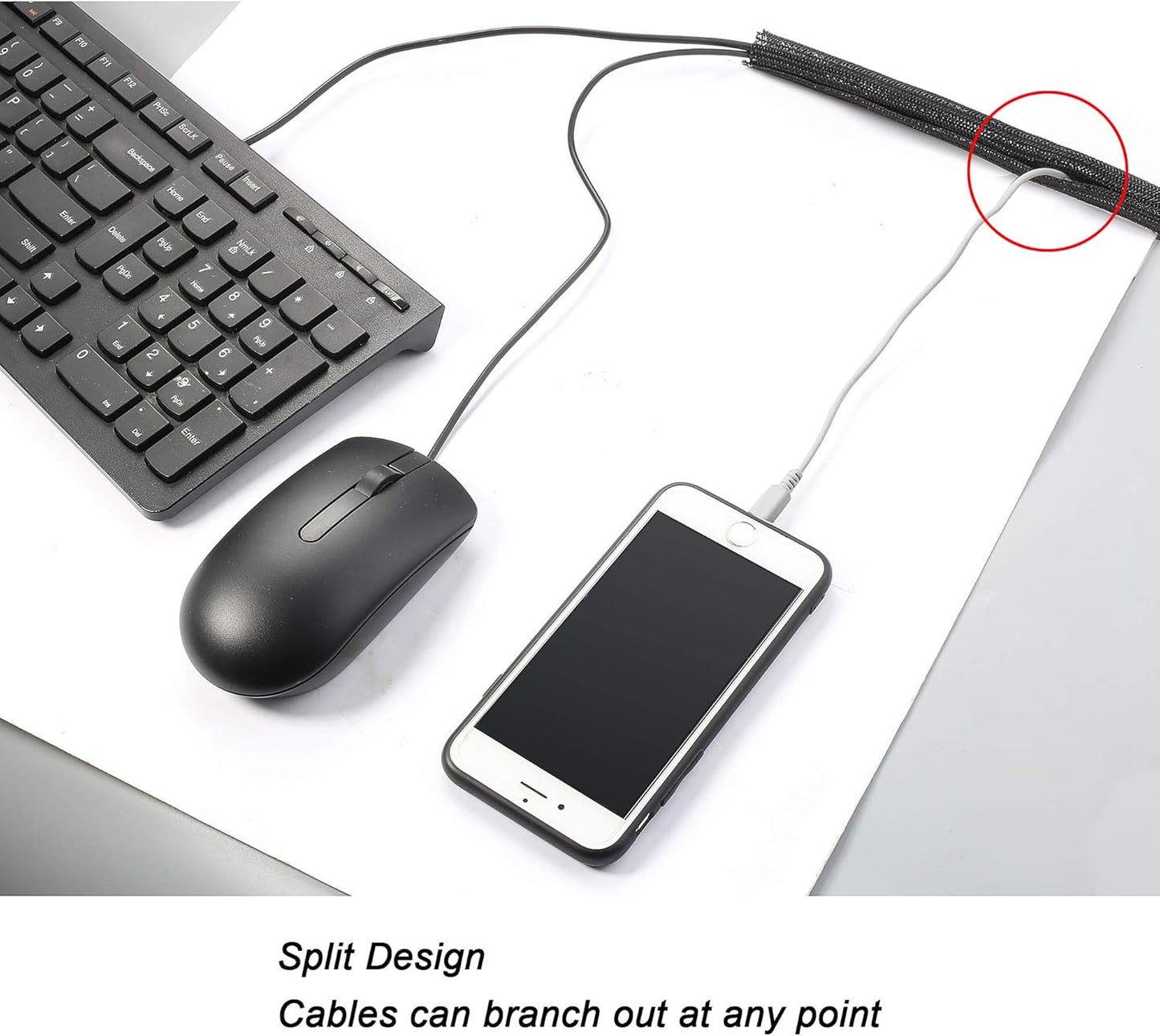 CrocSee 25ft - 3/4 inch Braided Cable Management Sleeve Cord Protector - Self-Wrapping Split Wire Loom for TV/Computer/Home Theater/Engine Bay - Black