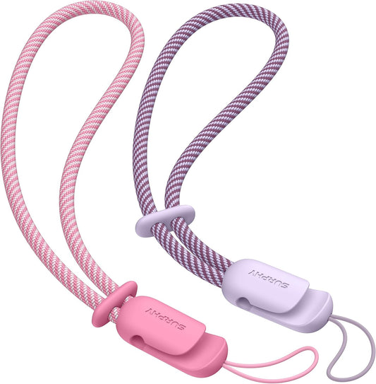 SURPHY 2 Pack Phone Lanyard for Cellphone Case, Phone Wrist Strap for Case, Cellphone Strap with 2-Color Braided, Charm Wrist Lanyard for Women, Cellphone Wrist Lanyard for Women, Rose Pink & Lilac