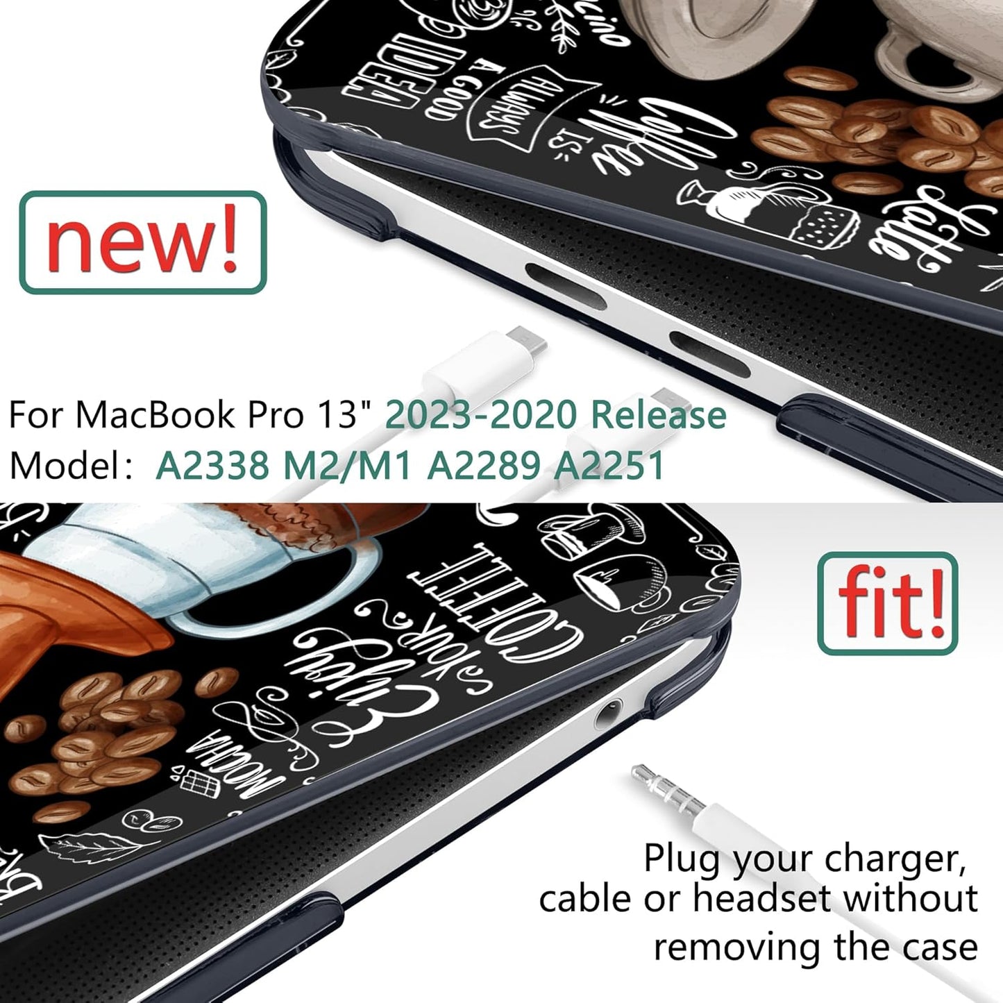 MEEgoodo Case for MacBook Pro 13 inch Case 2022 2021 2020 New A2338 M2/M1 A2251 A2289, Laptop Hard Shell Cases with Keyboard & Camera Cover Compatible with 13 inch MacBook Pro Case, Coffee