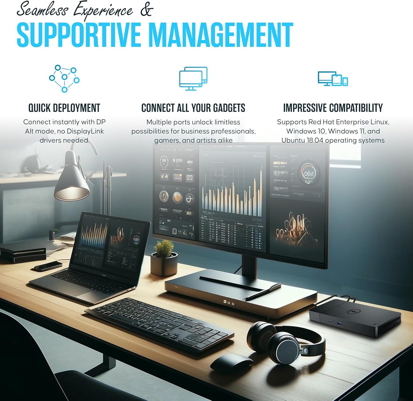 WD19S Docking Station Dual Monitor Bundle - Dock Station with 180W + USB Type-C + HDMI+ Dual DisplayPort - Ultimate Laptop Docking Station