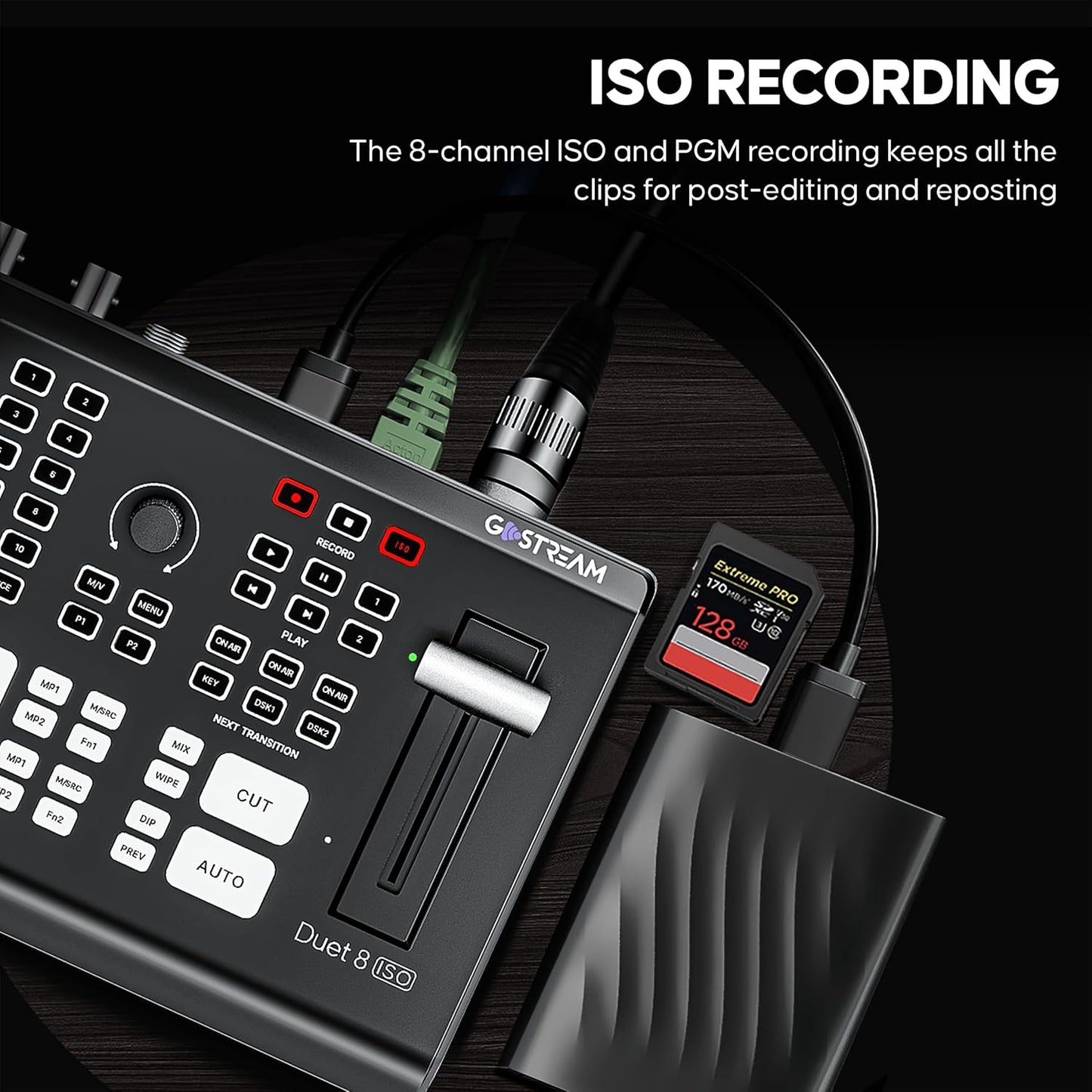 Osee GoStream Duet 8 ISO, 8 Channels Video Switcher with 4 4K-HDMI, 4 SDI, and 4 NDI HX/ 4 SRT/ 4 RTMP/ 2 Webcam. 2 XLR Audio, 8 Layouts, Isolated Recording, Podcast Unit for YouTube, Facebook