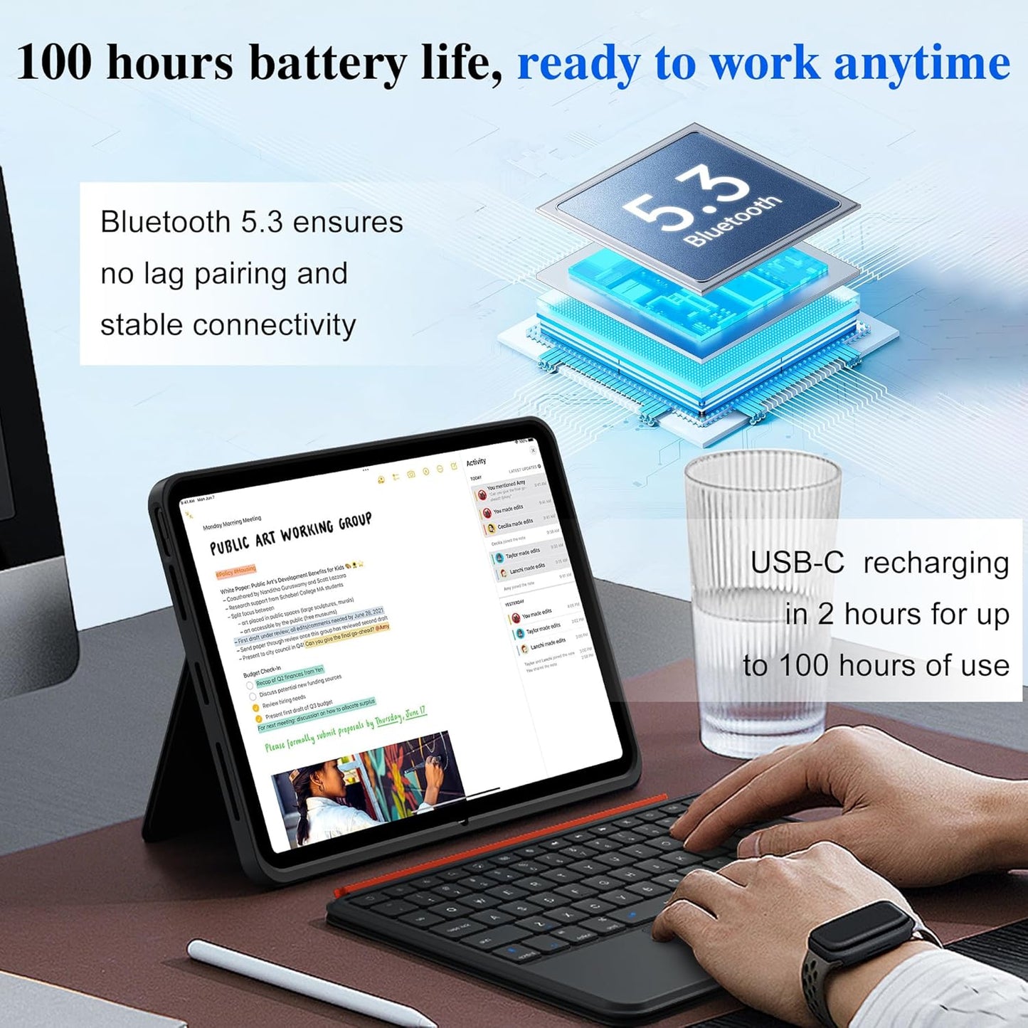 WIWU for iPad Keyboard Case 11 Inch A16 11th /10th Gen 3 in 1 Magnetic Detachable Case Keyboard Adjustable Stand Backlit Keys with Touchpad (Black, for iPad 11/10/Air 5/4/11"(M2/M3) Pro 11" 4/3/2/1)