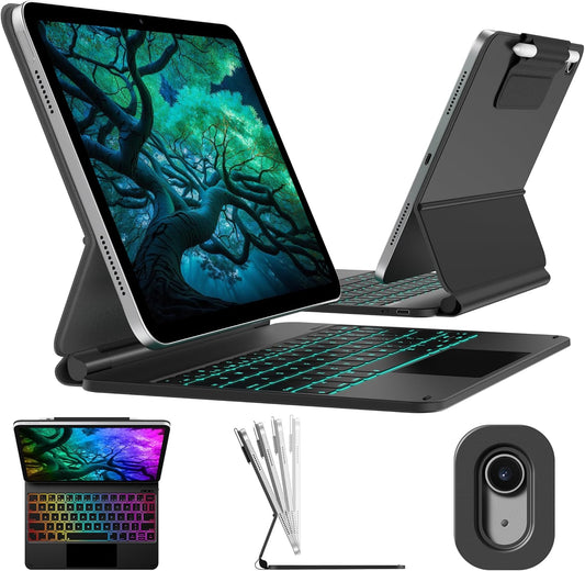 typecase Edge Keyboard Case for iPad 10th Generation 10.9" (2022) – Magnetic Keyboard Case with Multi-Touch Trackpad, 11 Colors Backlight, Pencil Holder, Slim & Lightweight - Dark Black