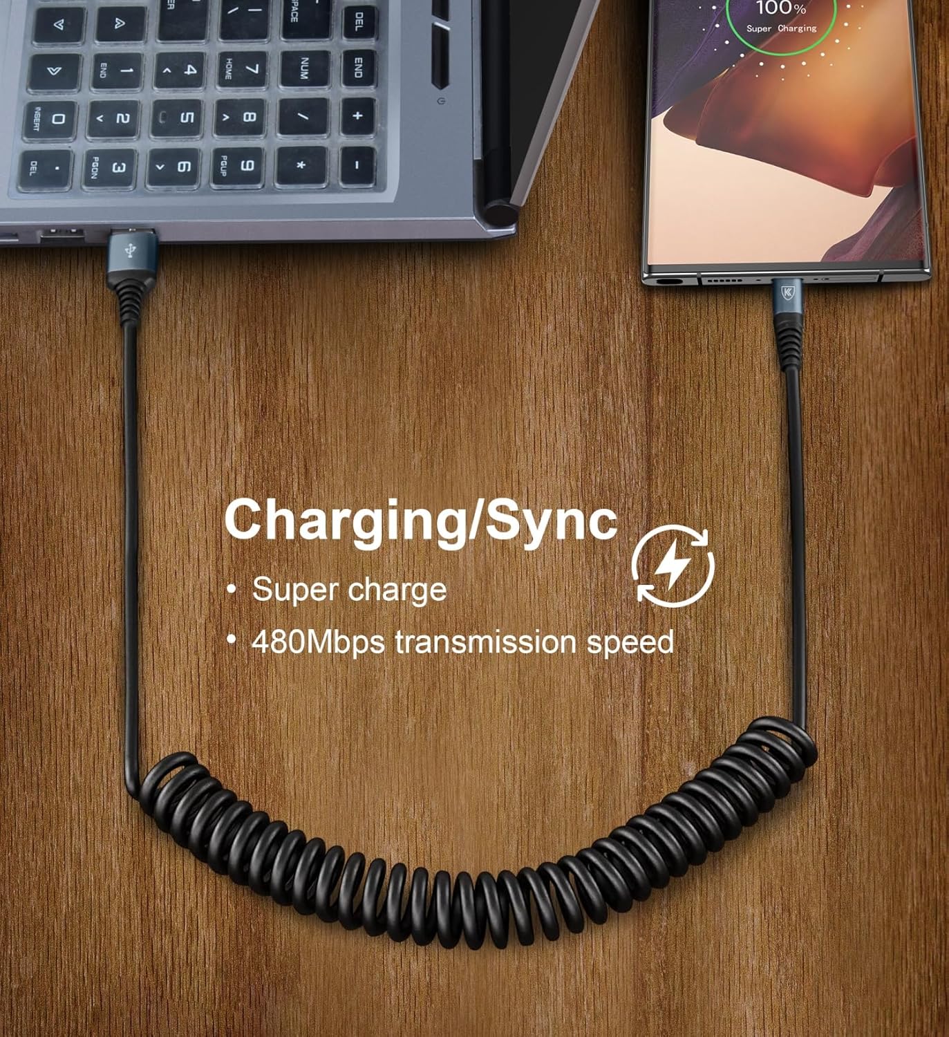 USB Type C Charger Cable Fast Charging, [2-Pack, 3ft] Coiled USB A to Type C Charger Cord for Car USB-C Cable Compatible with iPhone 16/15/Plus/Pro/Pro Max/Samsung Galaxy A10e A20 A50 S20 S10E Note 20