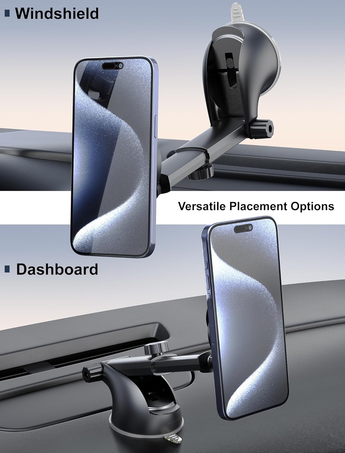 TOPGO [2024 Upgraded] Socket Car Phone Mount, [Extra Sticky, Non-Shaking] Multi-Functional Suction Cup Dashboard & Windshield Car Phone Holder for iPhone and All Smartphones with Socket Grip