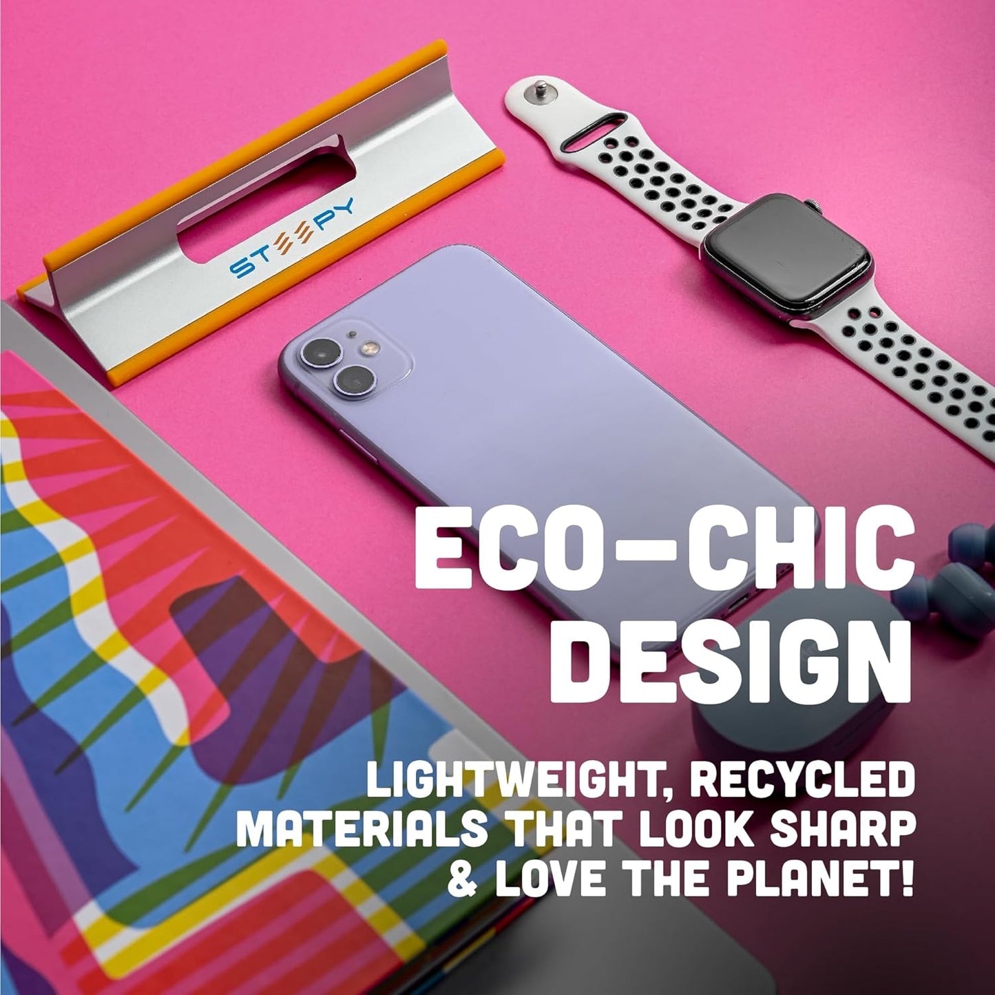 Steepy Portable Laptop Stand for Desk – Adjustable Height, & Portable Laptop Holder – Ergonomic Computer Stand for Cooling & Comfort – Slip-Proof, Sturdy Design – Universal Fit for 13-17 Inch Devices