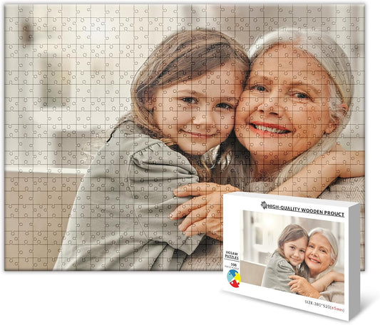 Custom Puzzle from Photos - Personalized 1000/500/300/200/120 Piece Jigsaw Puzzle for Adults & Kids, Unique Wooden Gift for Christmas, Wedding, Anniversary, Birthday