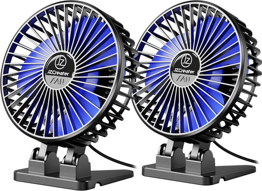 JZCreater USB Desk Fan, Mini Fan Portable, 3 Speeds Desktop Table Cooling Fans, Plug in Power, Rotation Strong Wind, Quiet Personal Small Fan for Home Desktop Office Travel Bedroom, Black (2Pack)