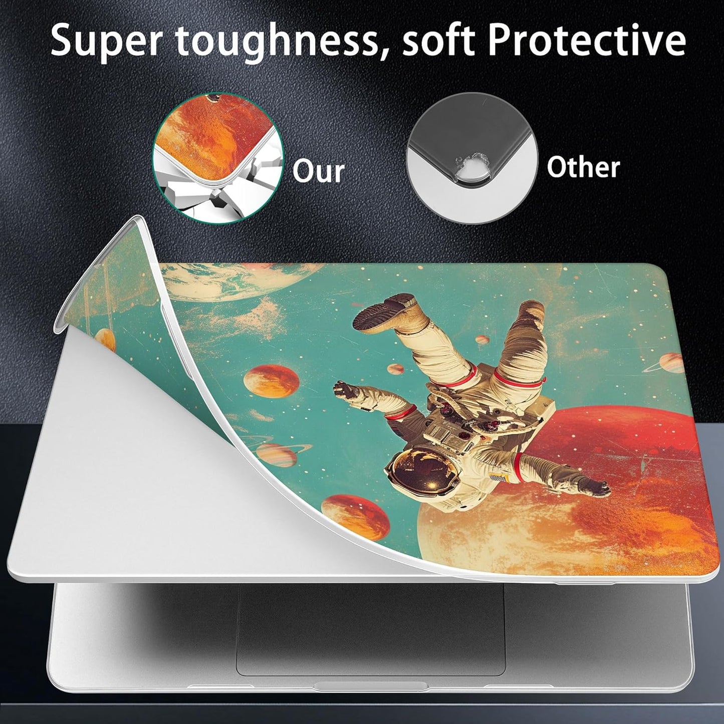 for MacBook Pro 16 inch Case 2021 2022 2023 2024 Release A3186 A3403 M4 A2991 M3 A2780 M2 A2485 M1 Pro/Max, Hard Shell Case with Screen Protector & Keyboard Cover, Astronaut Floating