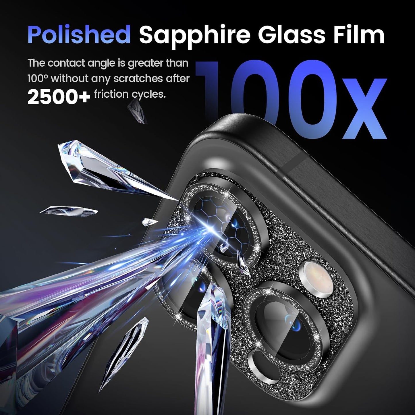 Tensea for iPhone 16 Pro/iPhone 16 Pro Max/iPhone 15 Pro/iPhone 15 Pro Max Camera Lens Protector, Metal Aluminum Alloy Tempered Glass Cover Camera Screen Protector Accessories, Case Friendly