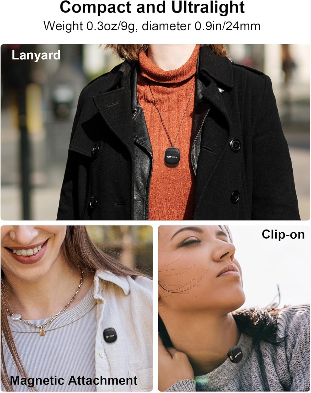 Mini Microphone for iPhone 14/13/12, Lightning Wireless Mic with Noise Cancellation, 48KHz 16-Bit, 20H Battery, 164ft Range, Magnetic & Clip Lavalier Microphone for Video Recording, YouTube, Tiktok