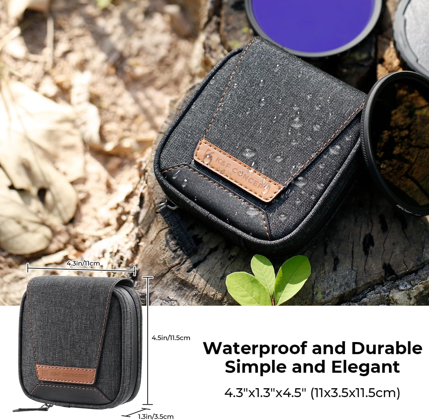 K&F CONCEPT 4 in 1 Basic Model Lens Filter Pouch Up to 95mm solar filter Pouch Case Camera Lens Filter Storage Wallet for ND UV CPL Filter Waterproof Filter Case