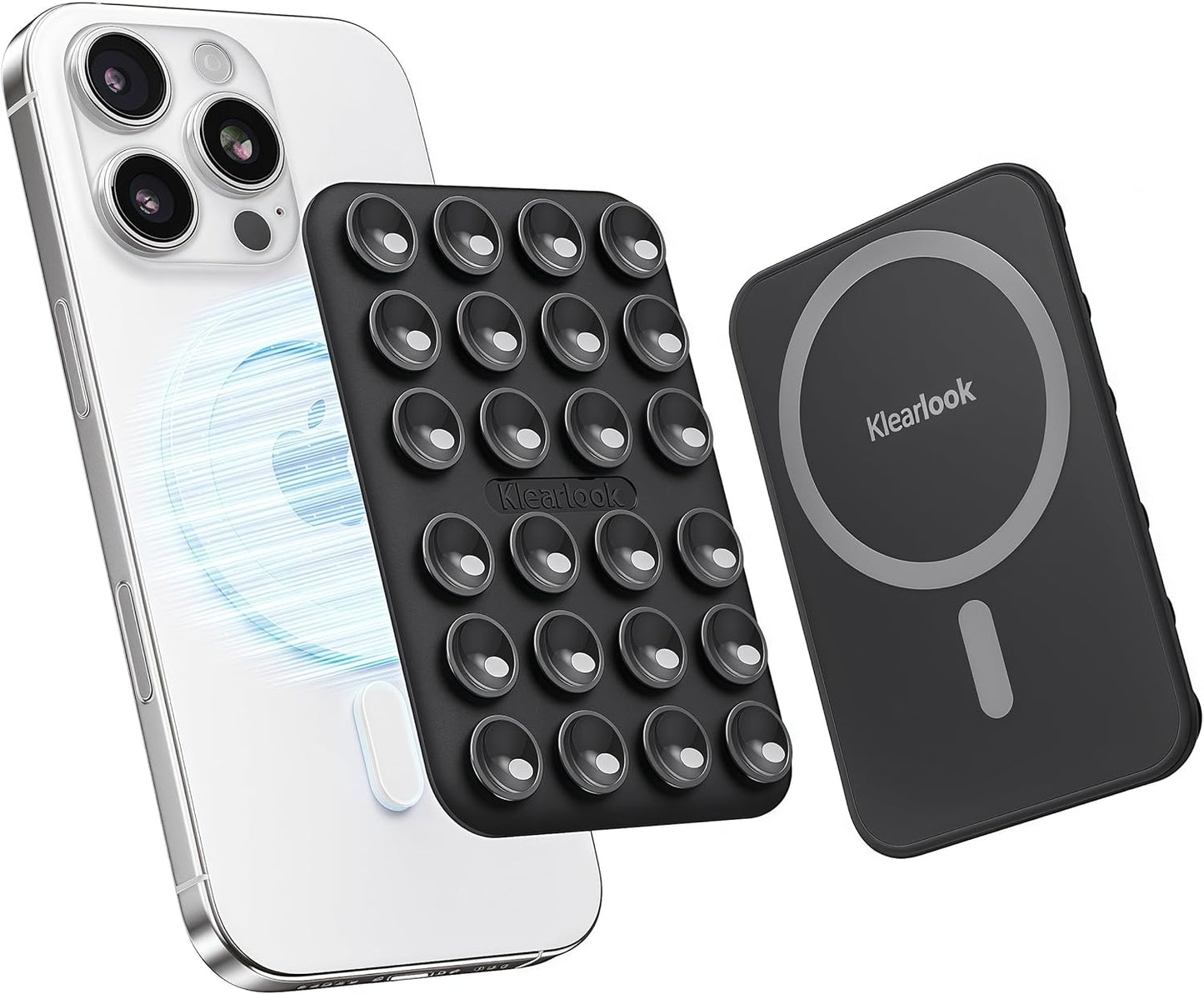 Klearlook Magnetic Suction Phone Mount for MagSafe Case, Removable Sticky Phone Grip Holder for Hands-Free Makeup/Selfie/Live Streaming/Vlog for TikTok & Instagram Influencer/Creator, Black