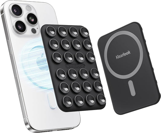 Klearlook Magnetic Suction Phone Mount for MagSafe Case, Removable Sticky Phone Grip Holder for Hands-Free Makeup/Selfie/Live Streaming/Vlog for TikTok & Instagram Influencer/Creator, Black
