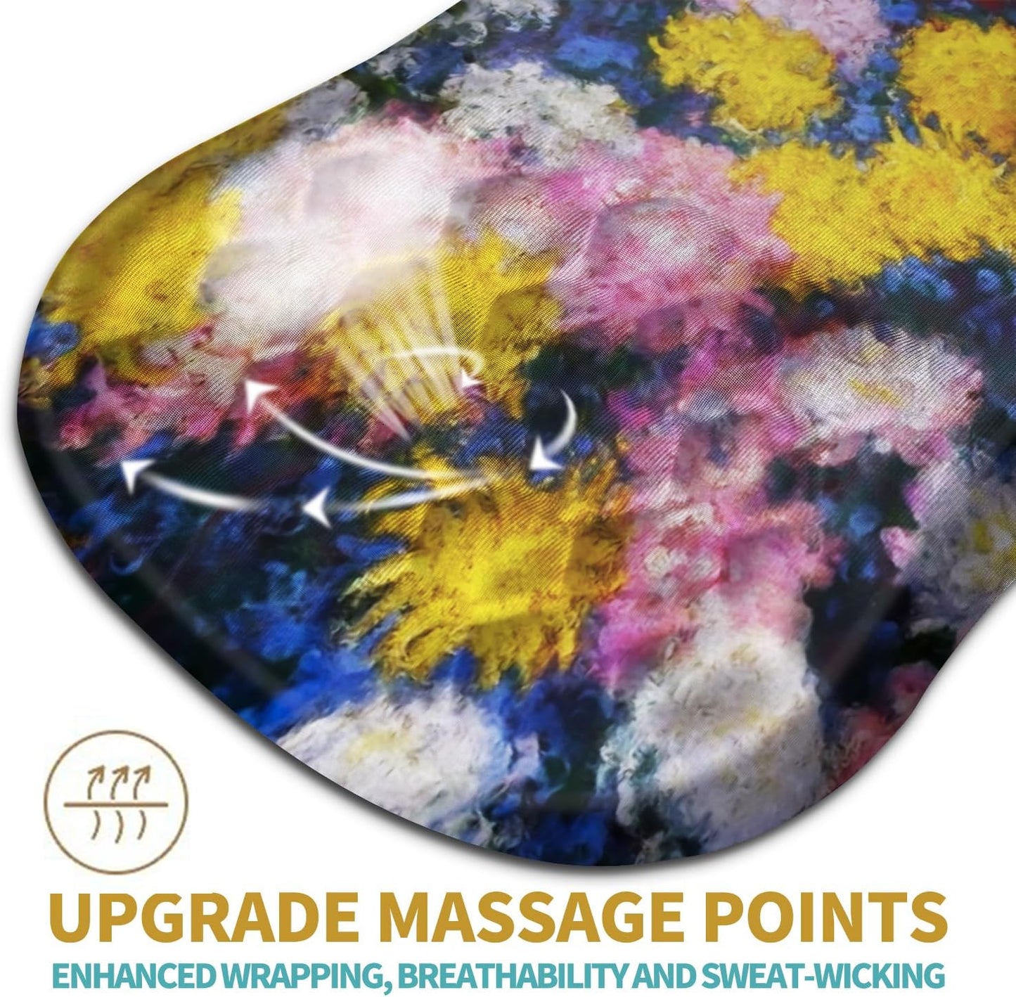 Hokafenle Ergonomic Mouse Pad Wrist Support with Massage Design, Wrist Rest Pain Relief Mousepad with Memory Foam&Non-Slip PU Base, Mouse Pads for Wireless Mouse & Desk(12x8 inch,Monet Chrysanthemum)