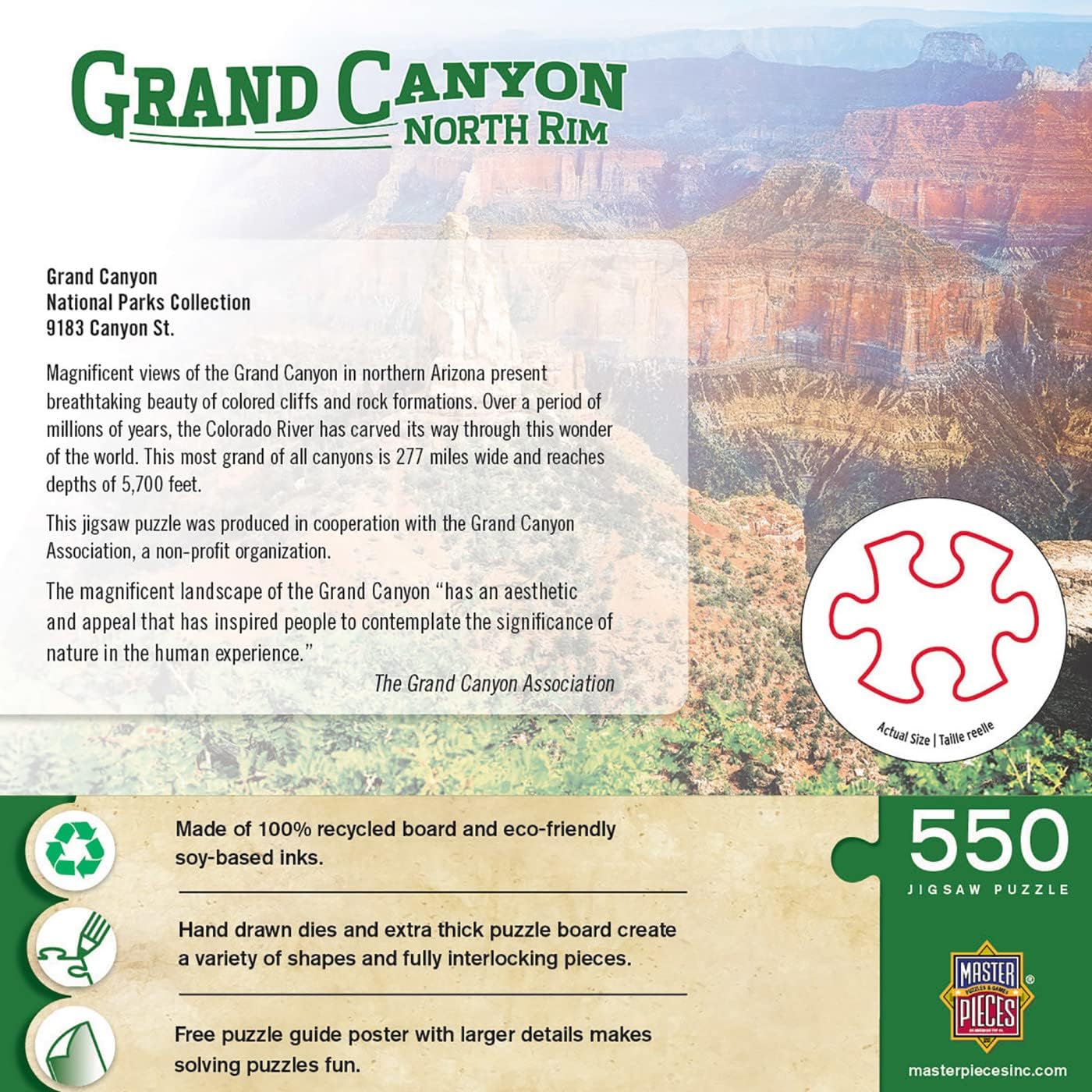 MasterPieces 550 Piece Jigsaw Puzzle For Adults, Family, Or Youth - Grand Canyon North Rim - 18"x24"