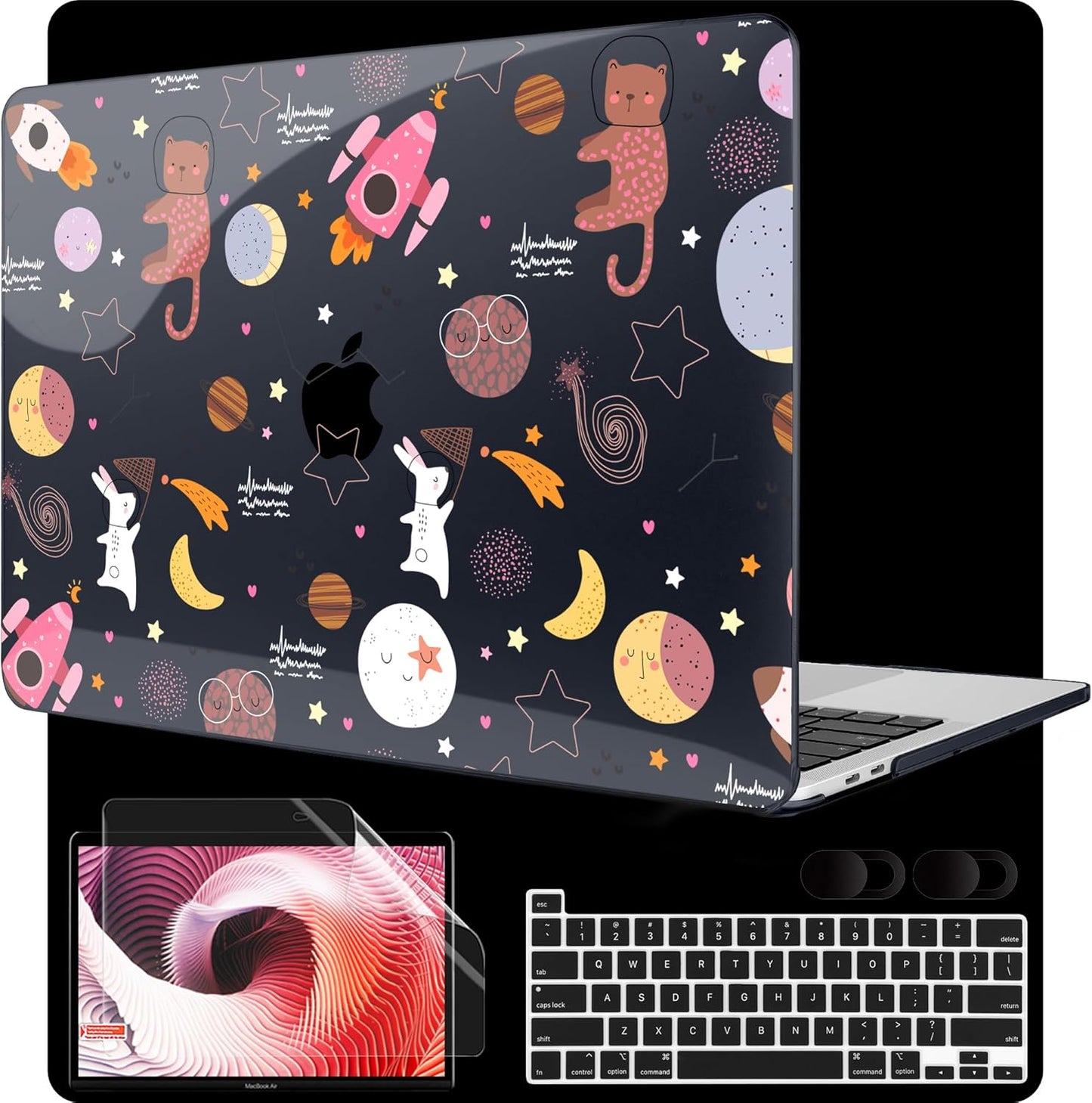 MEEgoodo Case for MacBook Pro 13 inch Case 2022 2021 2020 New A2338 M2/M1 A2251 A2289, Laptop Hard Shell with Keyboard & Camera Cover Compatible with 13 inch MacBook Pro, Space & Planet