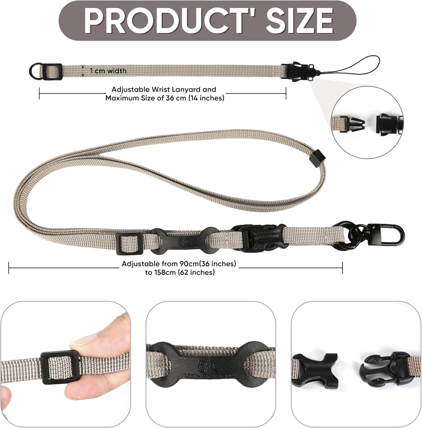 Cell Phone Strap Adjustable Wrist Strap Crossbody Cellphone Holder Extra Long Phone Lanyard Wrist Lanyard (Khaki)