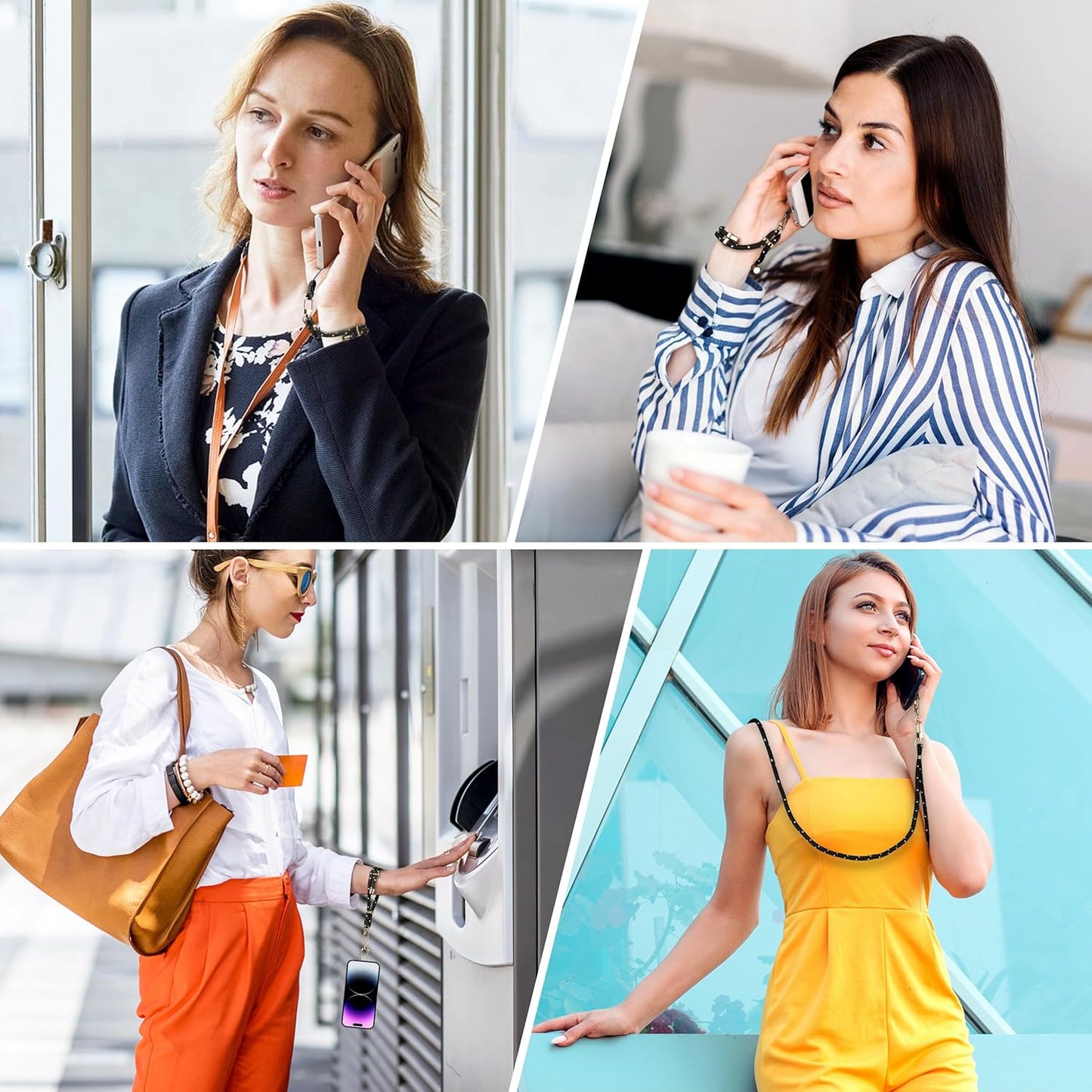 Kaptron Universal Phone Lanyard with Wrist Strap, Adjustable Crossbody Cell Phone Lanyard Neck and Wrist Strap with 2 Lobster Clips