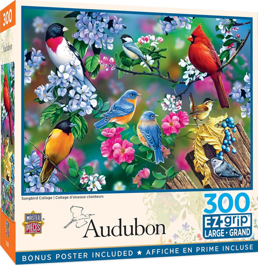 MasterPieces Audubon - Singbird Collage 300pc Ezgrip Puzzle