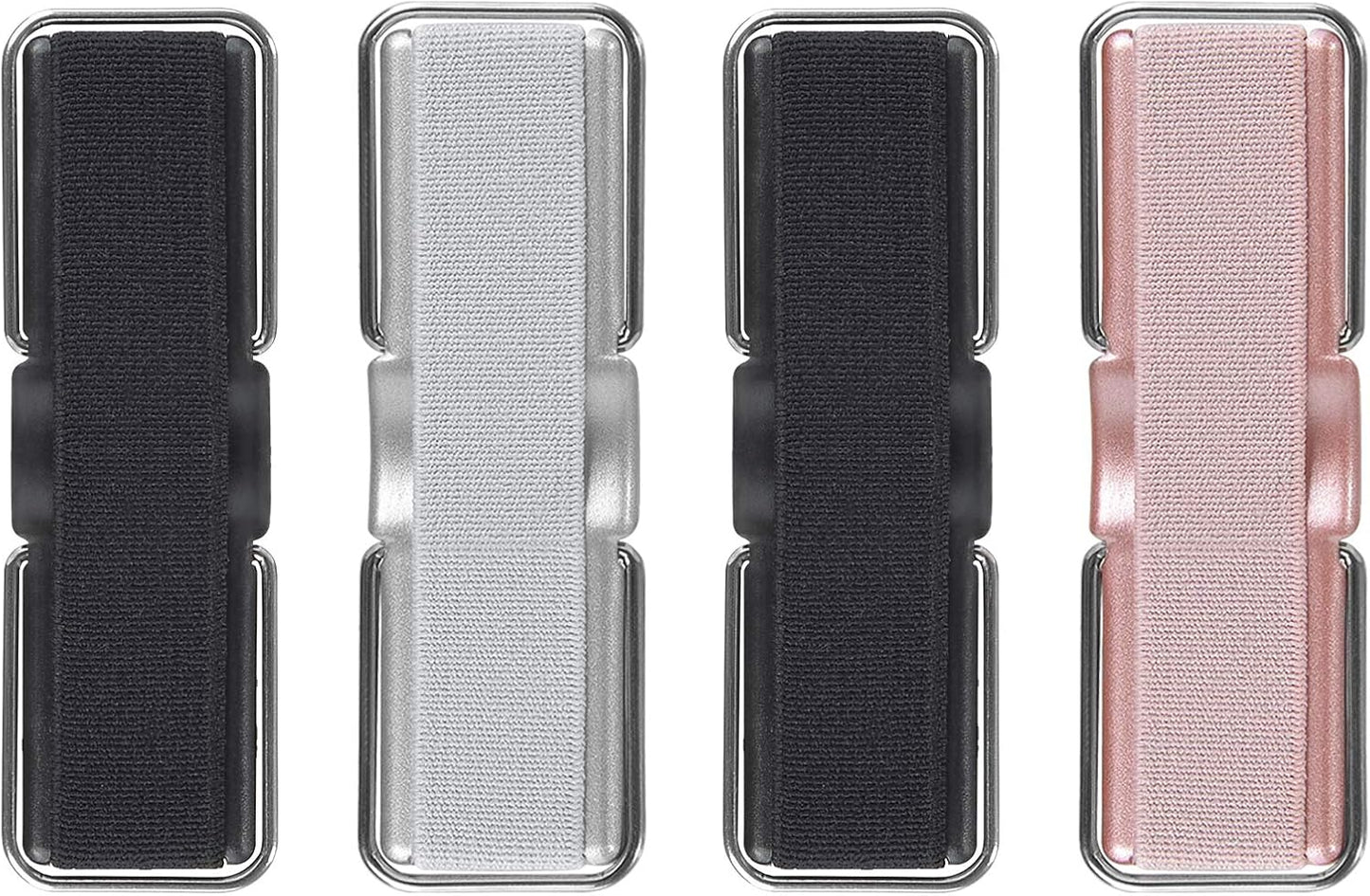 Phone Strap, CISID 4 Pcs Phone Finger Holder Back of Phone Grip with Stand Suitable for iPhone Samsung and Most Smartphones(Black Black Silver Rose Gold 4PCS)
