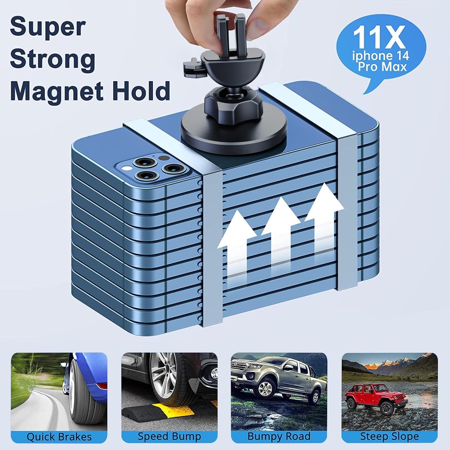 Car Vent Phone Mount - Magnetic Phone Holder for Car, Very Strong Magnet, Upgrade Twist Lock AC Mount, Compatible with MagSafe, iPhone, Galaxy, Pixel & Other Smartphones, 360 Adjustable