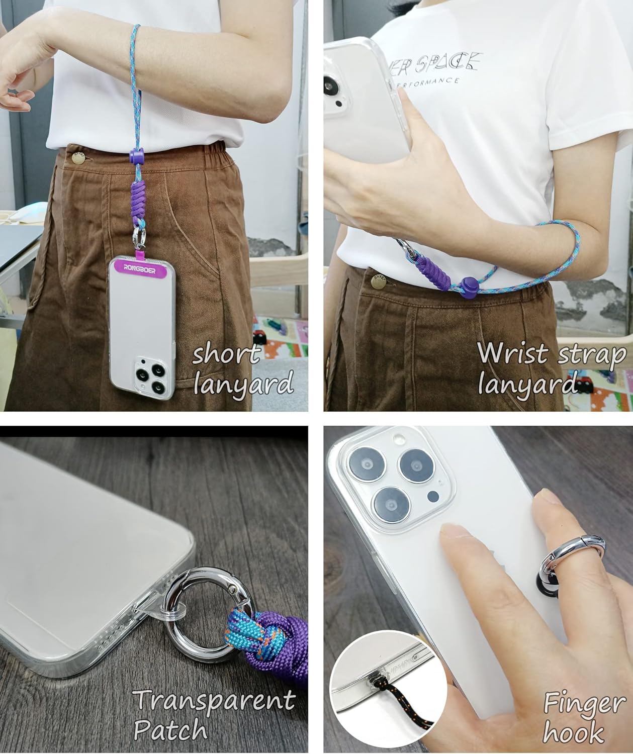 Cell Phone Lanyard - Wrist Strap for Women, Phone Bracelet, Camera Wrist Lanyard, Short Wrist Lanyard for Keys, Keychain Lanyard - Purple Blue