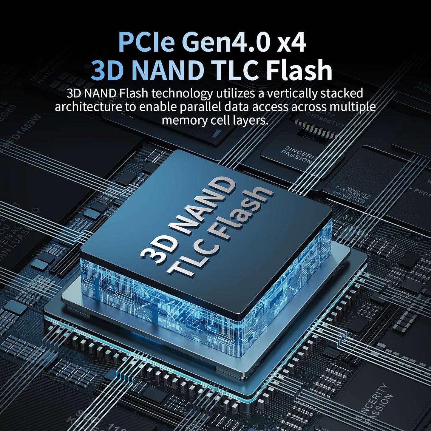 4TB SSD NVMe M.2 2280 PCIe Gen4 x4 Internal Solid State Drive - Up to 7300MB/s, 4TB SSD PS5 Dynamic SLC Cache, PS5 Compatible for Gaming PC Laptop(EN870)