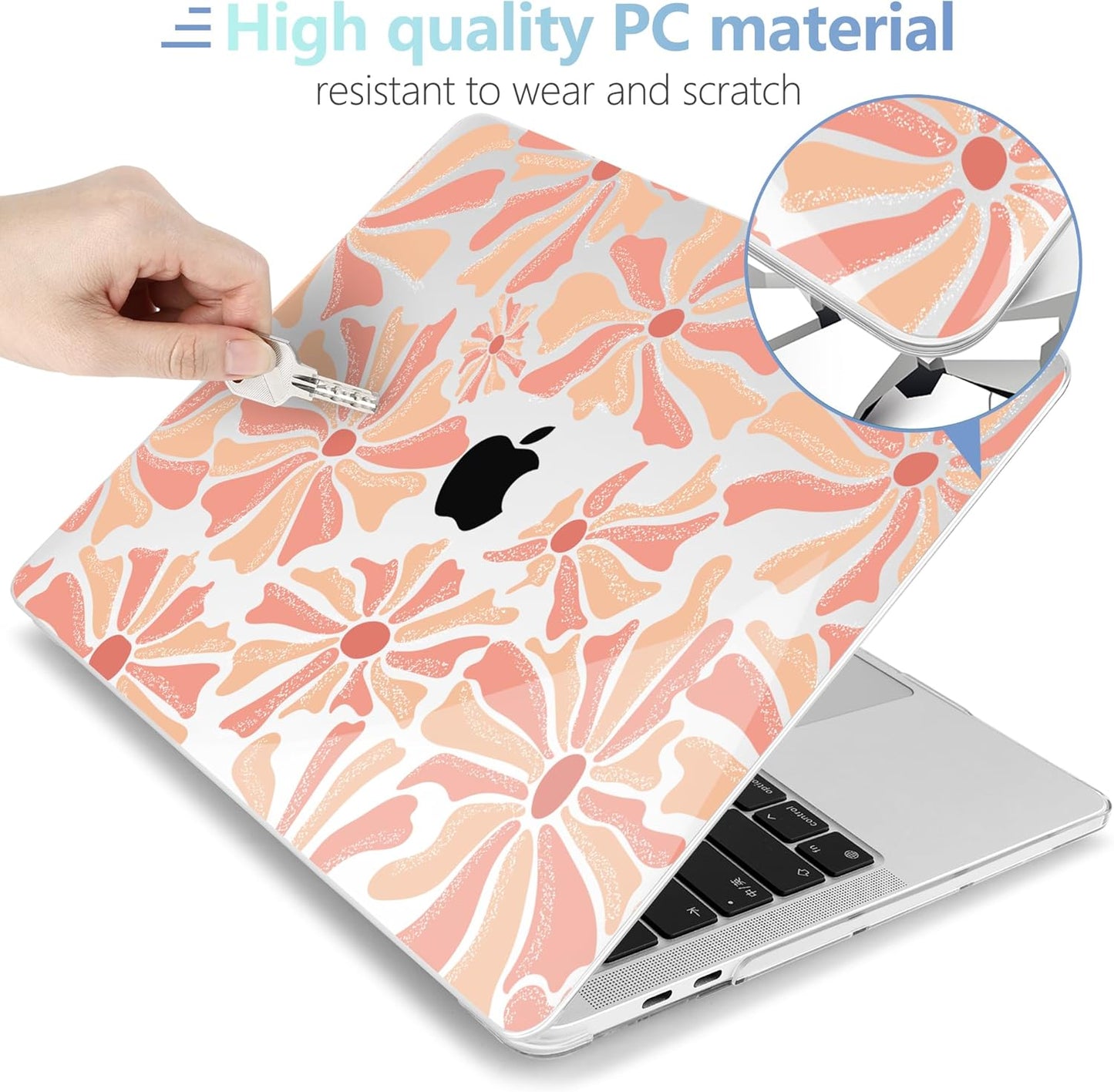 MEEgoodo Case for MacBook Pro 13 inch Case 2022 2021 2020 New A2338 M2/M1 A2251 A2289, Laptop Hard Shell with Keyboard & Camera Cover Compatible with 13 inch MacBook Pro, Cute Retro Groovy Flowers