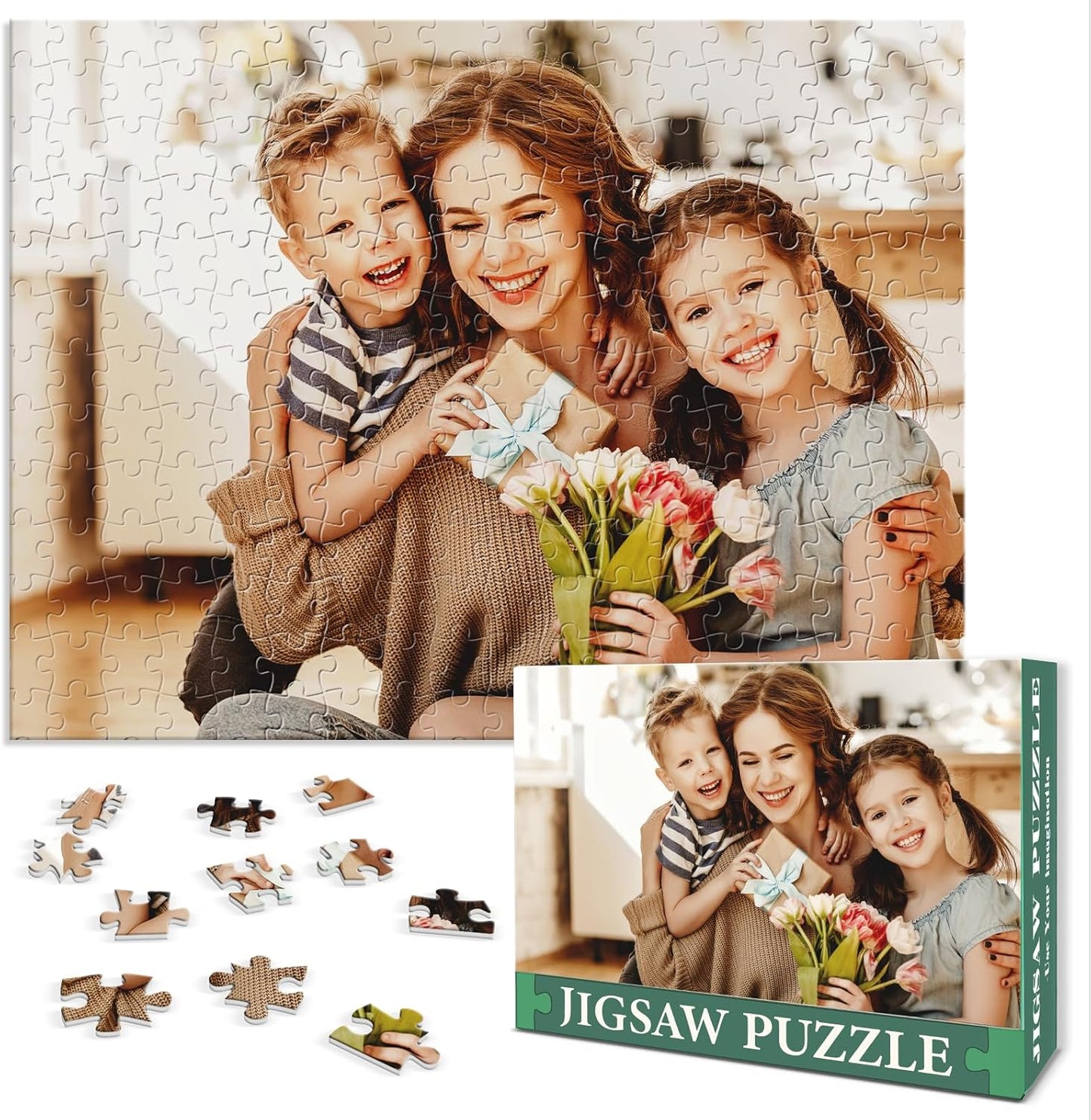 Personalized Puzzle Gifts for Mothers Day, Custom Photo Puzzle for Mom from Daughter Son Kids, Mom Gifts for Wife from Husband, Customized Presents for Mother's Day Birthday Christmas