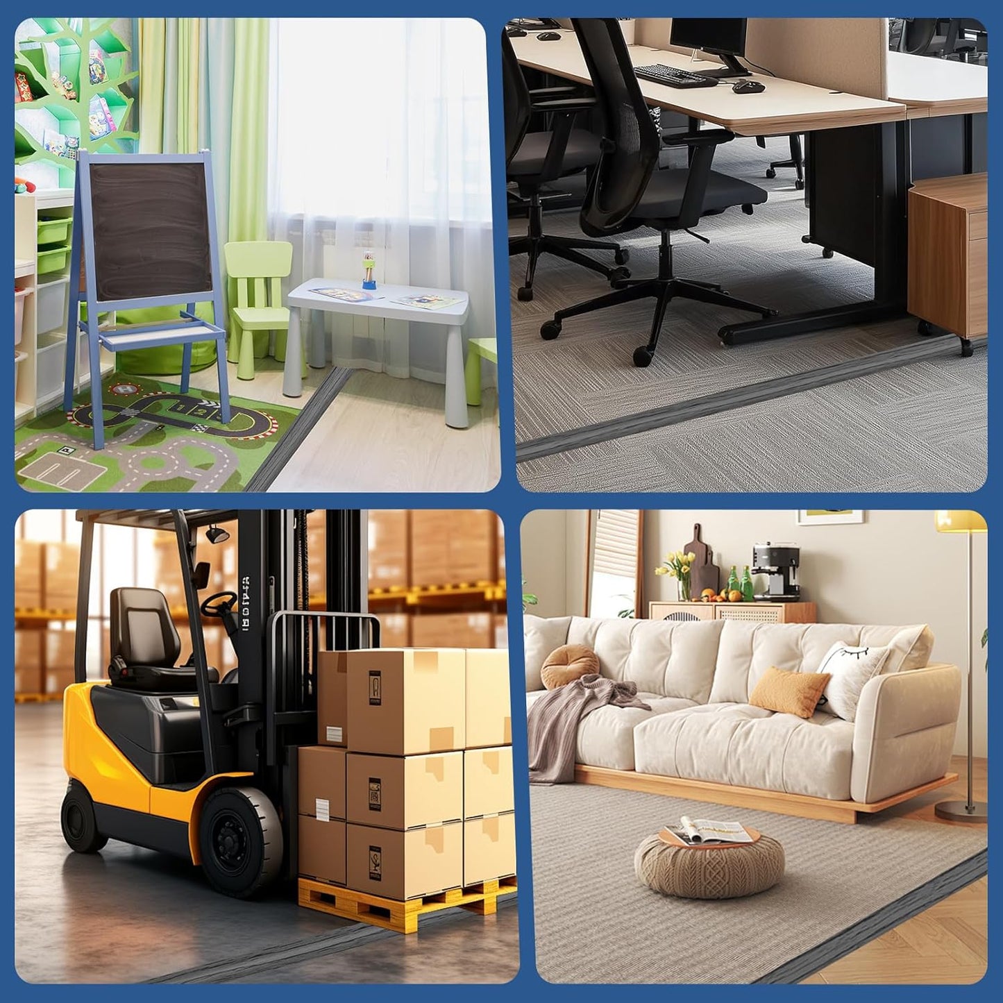 Floor Cord Cover for Wires on Floor Self Adhesive Cord Hider Floor Cable Management Wire Covers for Cords Protector Prevent Cable Trips Cord Cavity W 0.47" x H 0.27", Deep Gray Wood, 3.3Ft