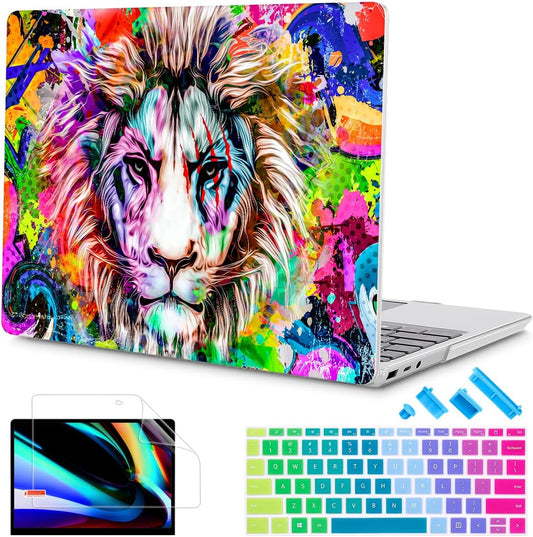 Tuiklol Case for 15 Inch Microsoft Surface Laptop 5/4/3 2022-2020, Model 1979/1953/1872/1873 Hard Shell Cover, Keyboard Cover+Screen Protector+Dust Plugs,Lion