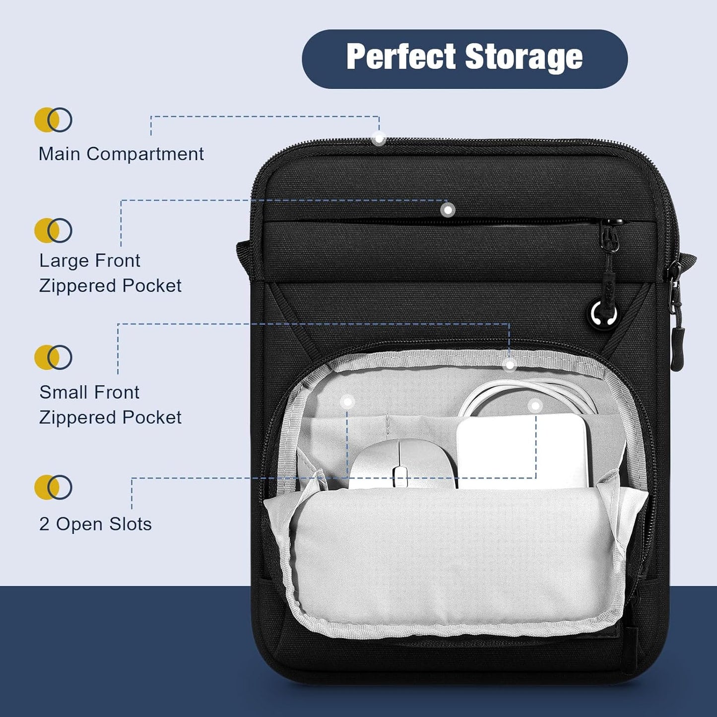 MoKo 9-11 Inch Tablet Sleeve Bag, Fits iPad Air 5/4th 10.9, iPad 9/8/7th 10.2, iPad 10th Gen. 10.9, iPad Pro 11 Inch, Tab S8/S9 11, Multifunctional Bag with Shoulder and Headphone Port, Black