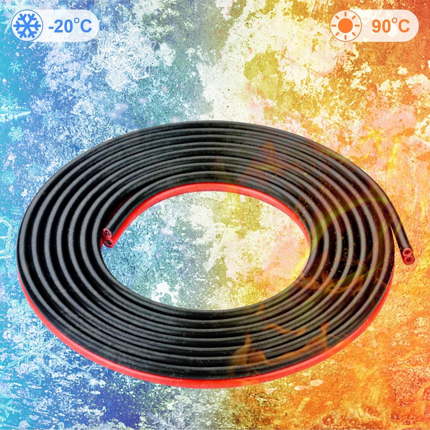10 Gauge Wire 10FT Tinned Copper Wire - 2 Conductor Parallel Wire Insulated Stranded Wire for Solar Panel Car Audio Automotive, Low Voltage Electrical Wire for LED Lighting (10AWG 10FT)