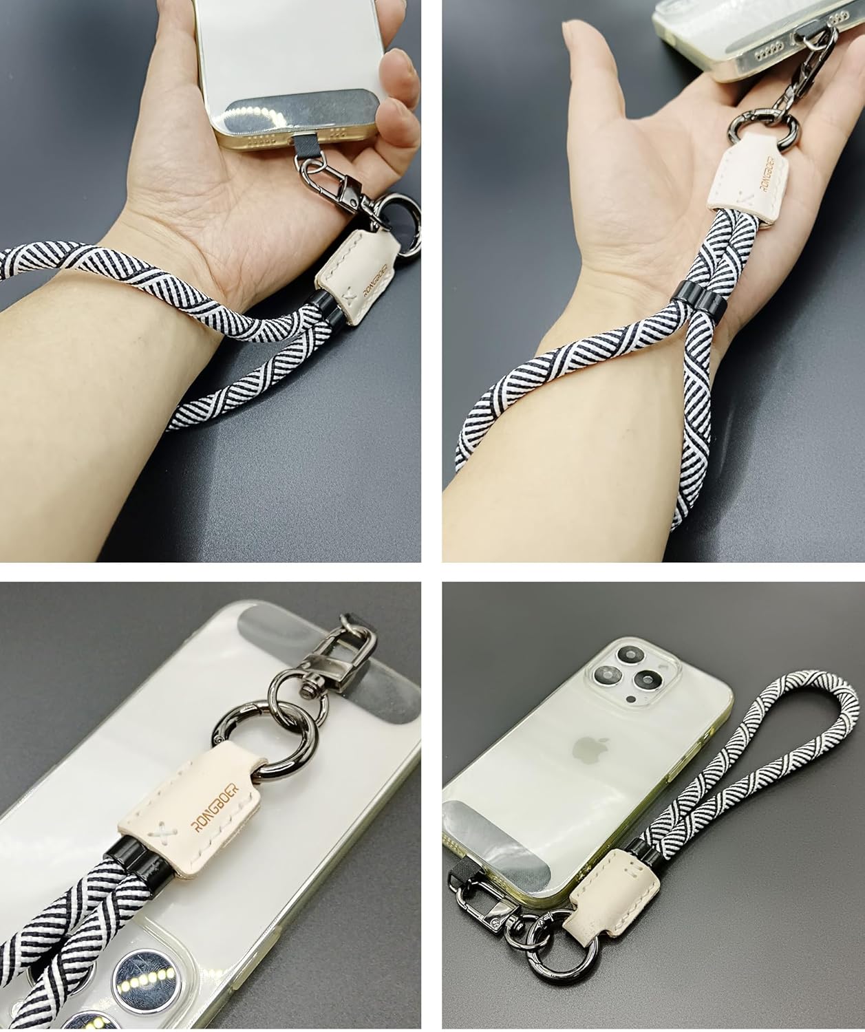 Handmade Cowhide Leather Phone Wrist Strap,Universal Adjustable Key Lanyard,Stylish Wristlet Keychains for Women&Men