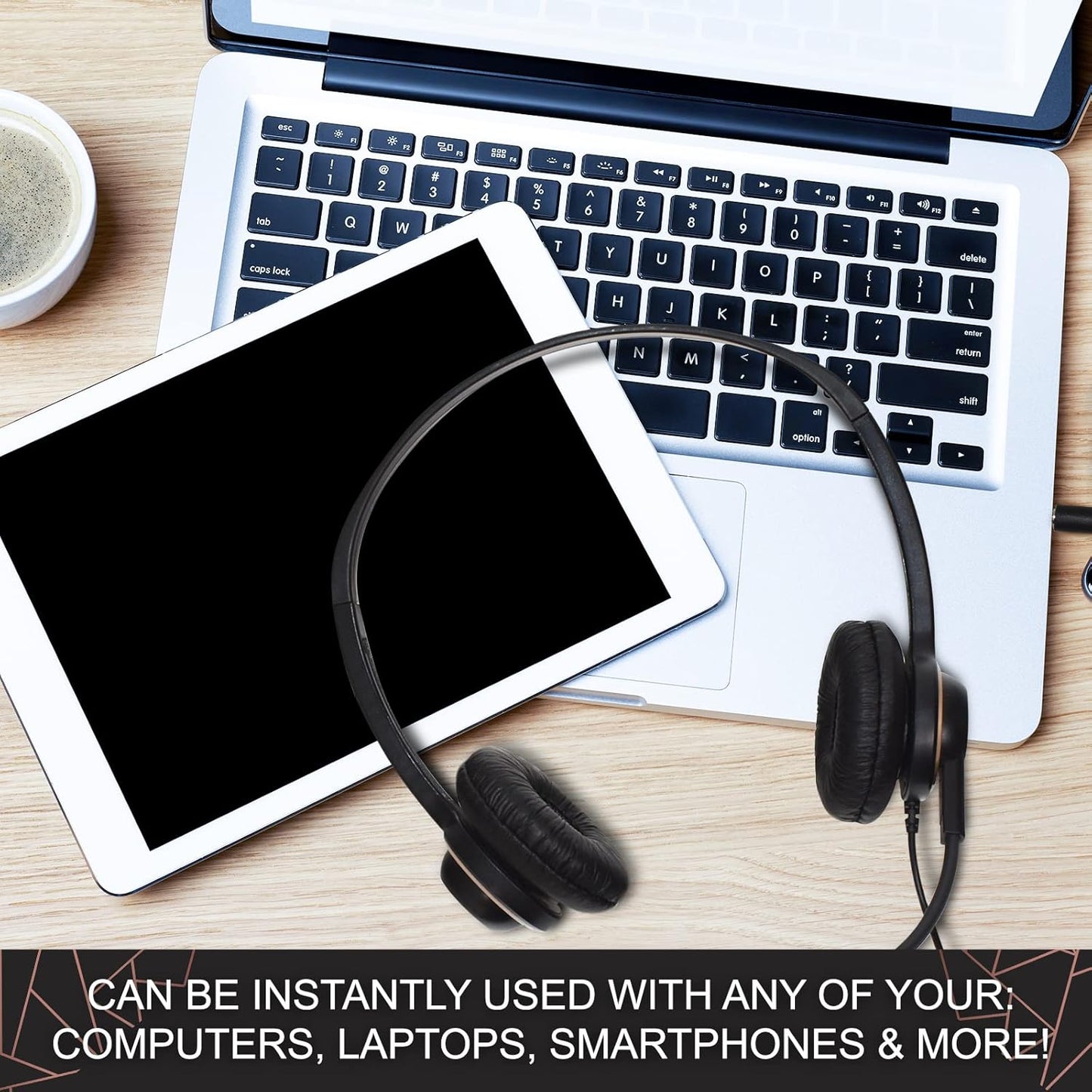 Headset with Microphone - Noise Canceling Computer Headset for Office, Meetings, Chat- Comfortable Over-Ear PC Headphones with Rotating Mic- 3.5 Jack for Universal Connectivity (1 Pack)