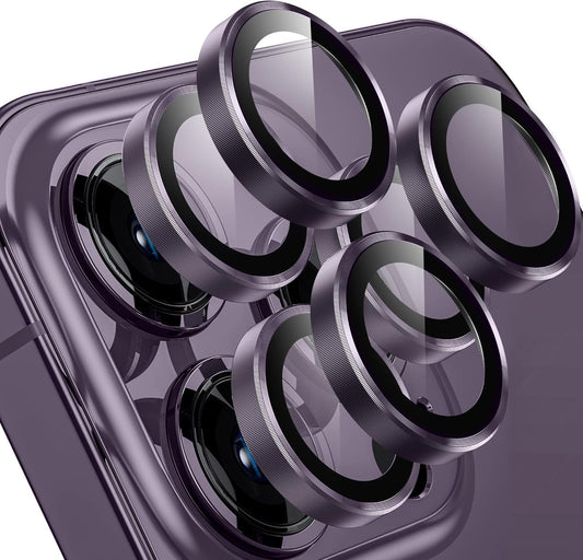 WSKEN for iPhone 14 Pro/iPhone 14 Pro Max Camera Lens Protector,[Night Shooting Mode] HD Tempered Metal Glass Camera Screen Protector Cover Film Accessories,Purple + Purple