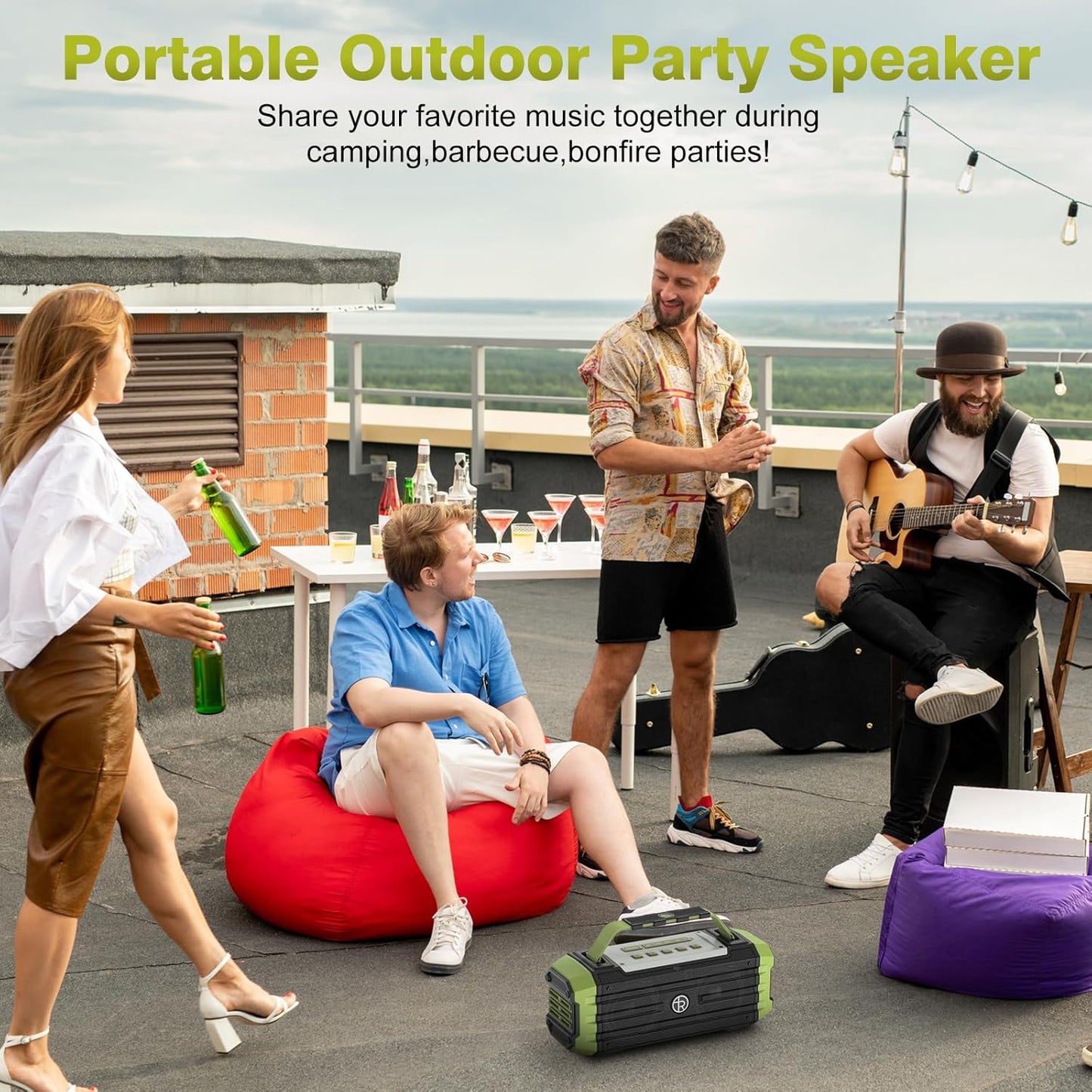 Portable Bluetooth Speaker 120W Peak 80W Wireless Speakers, TWS Pairing, Deep Bass, Hi-Fi Loud Speaker, IPX6 Waterproof, DSP Sound Boombox for Outdoor, Camping, Party, Beach