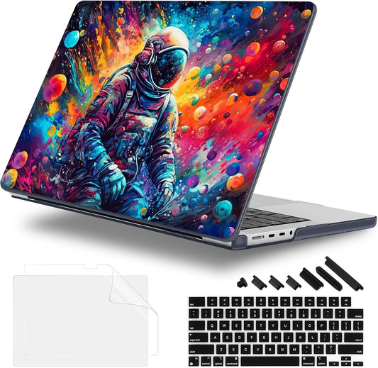 for MacBook Pro 16 inch Case 2021 2022 2023 2024 Release A3186 A3403 M4 A2991 M3 A2780 M2 A2485 M1 Pro/Max, Hard Shell Case with Screen Protector & Keyboard Cover, Astronaut