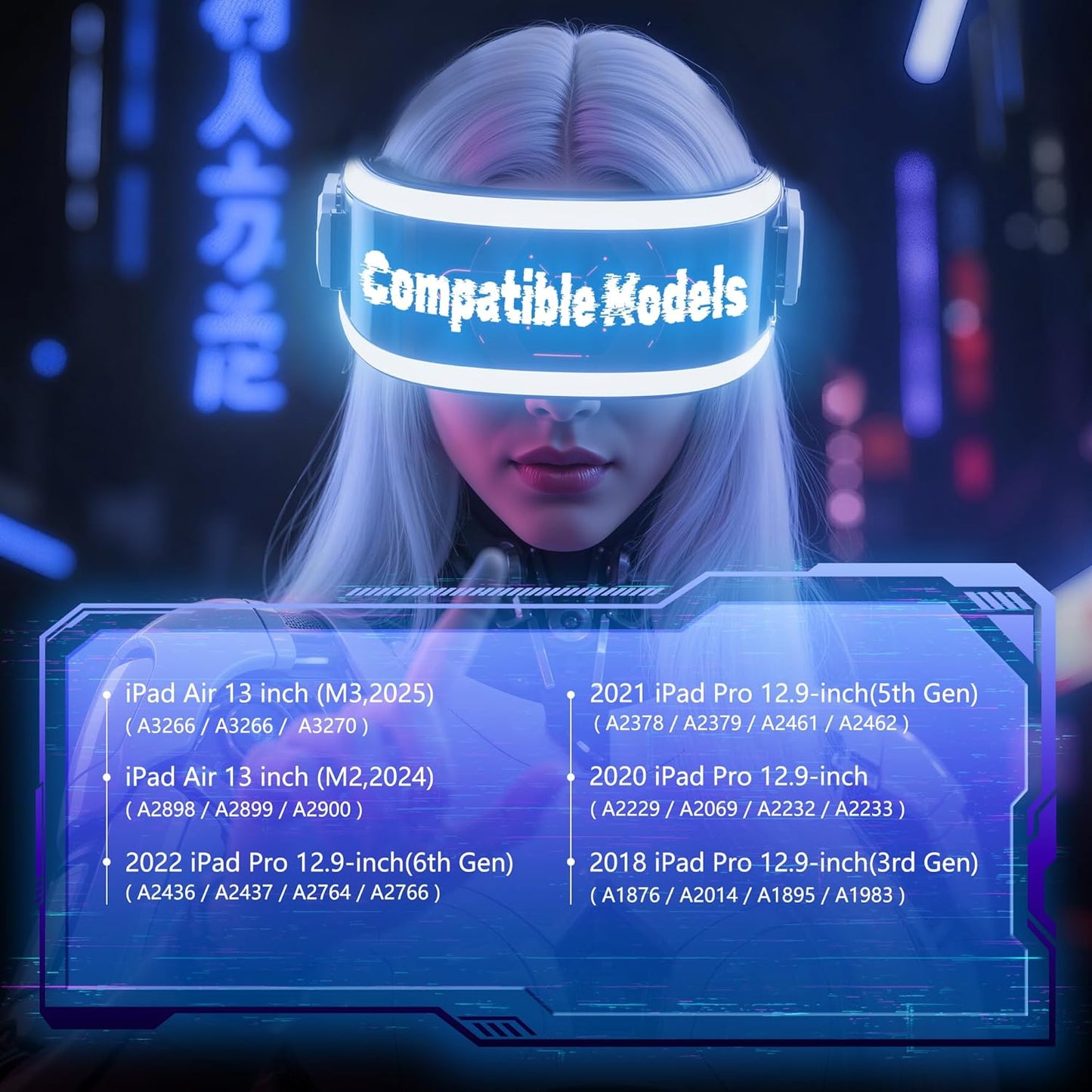 KITONE Transparent Case with Wireless Keyboard for iPad Air 13-in.(M3/M2, 2025/2024), 7 Colors Backlight, Trackpad, 360°Rotating Stand for iPad Pro 12.9-in (6/5/4/3 Gen), Tech Style