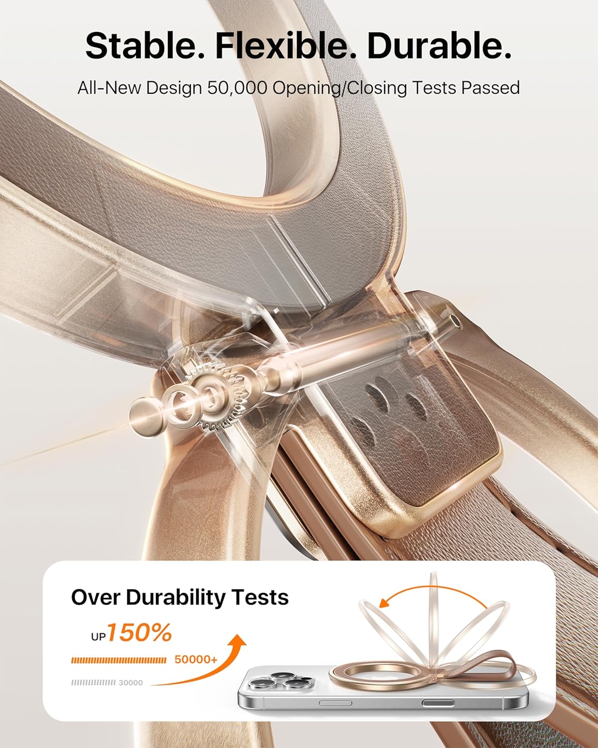 andobil[2025 Premium Leather]Magnetic Phone Grip for MagSafe[Unrivaled Stability]Adjustable Phone Ring Kickstand with Leather Loop Compatible with MagSafe Accessories&iPhone 16 Pro Max/15/14/13,Brown