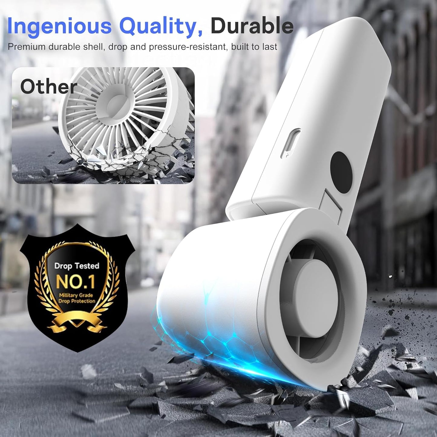 Personal Handheld Fan, Portable 3-in-1 High-Speed Turbo Fan with 5 Gear Wind, USB Mini Personal with 4000mAh Rechargeable Battery for Outdoor/Summer/Travel/Camping/Vacation Essentials Grey