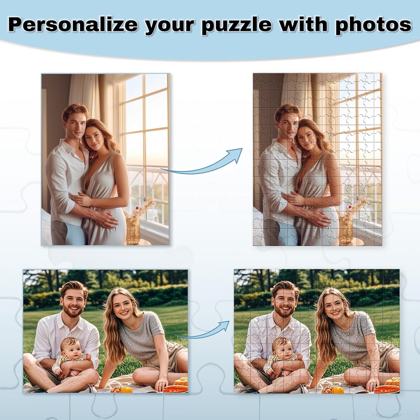 Personalized Puzzle for Photo - Custom 120/200/300/500/1000 Piece Jigsaw Puzzle for Adults & Couples & Family - Unique Gifts for Weddings, Anniversaries,Graduation- Create Your Own Puzzle with Photos