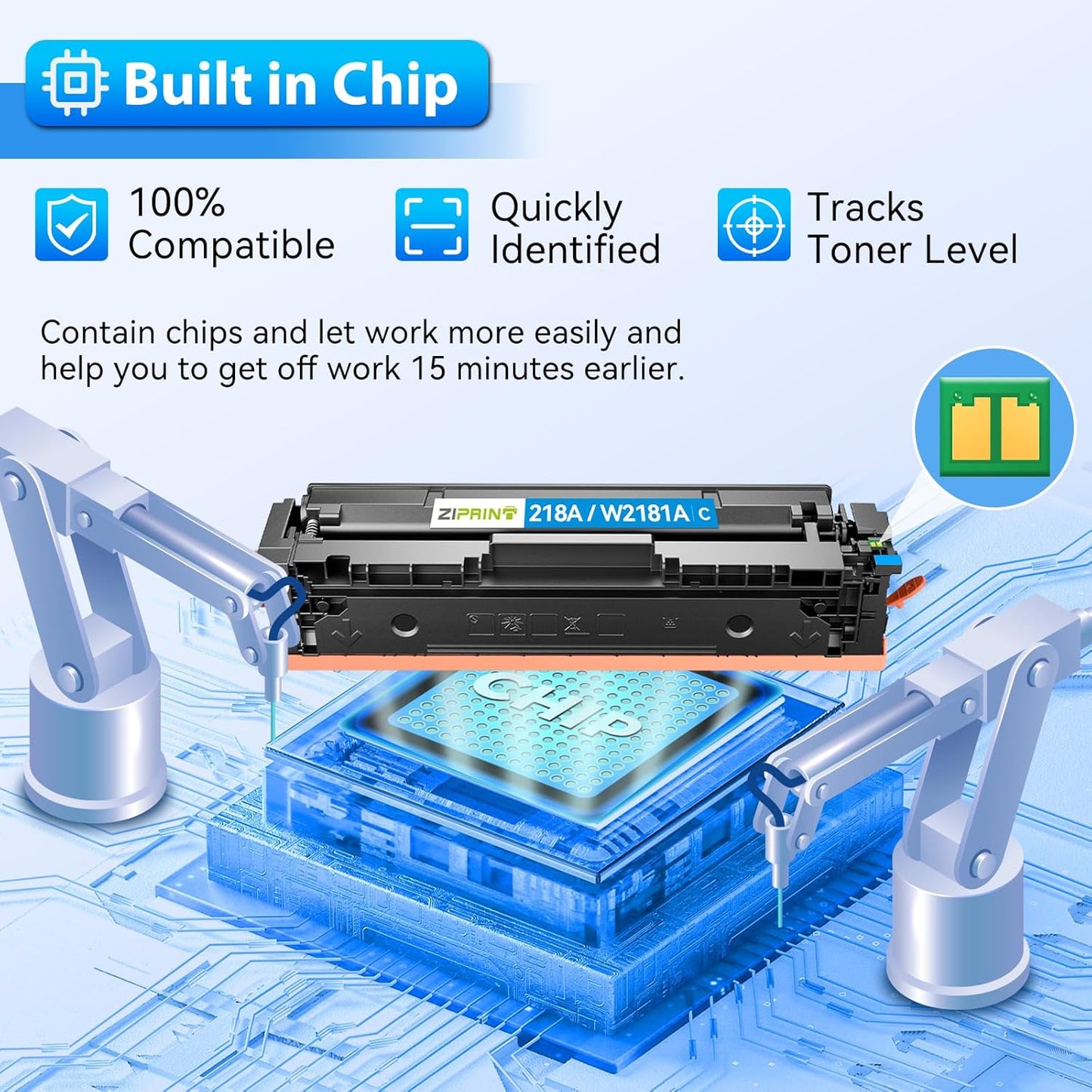 218A Toner Cartridges 4 Pack with Chip - 3301fdw Compatible Replacement for HP 218X 218A Color Laserjet Pro MFP 3301fdw 3301sdw 3201dw 3301cdw Printer High Yield W2180A (Black Yellow Magenta Cyan)